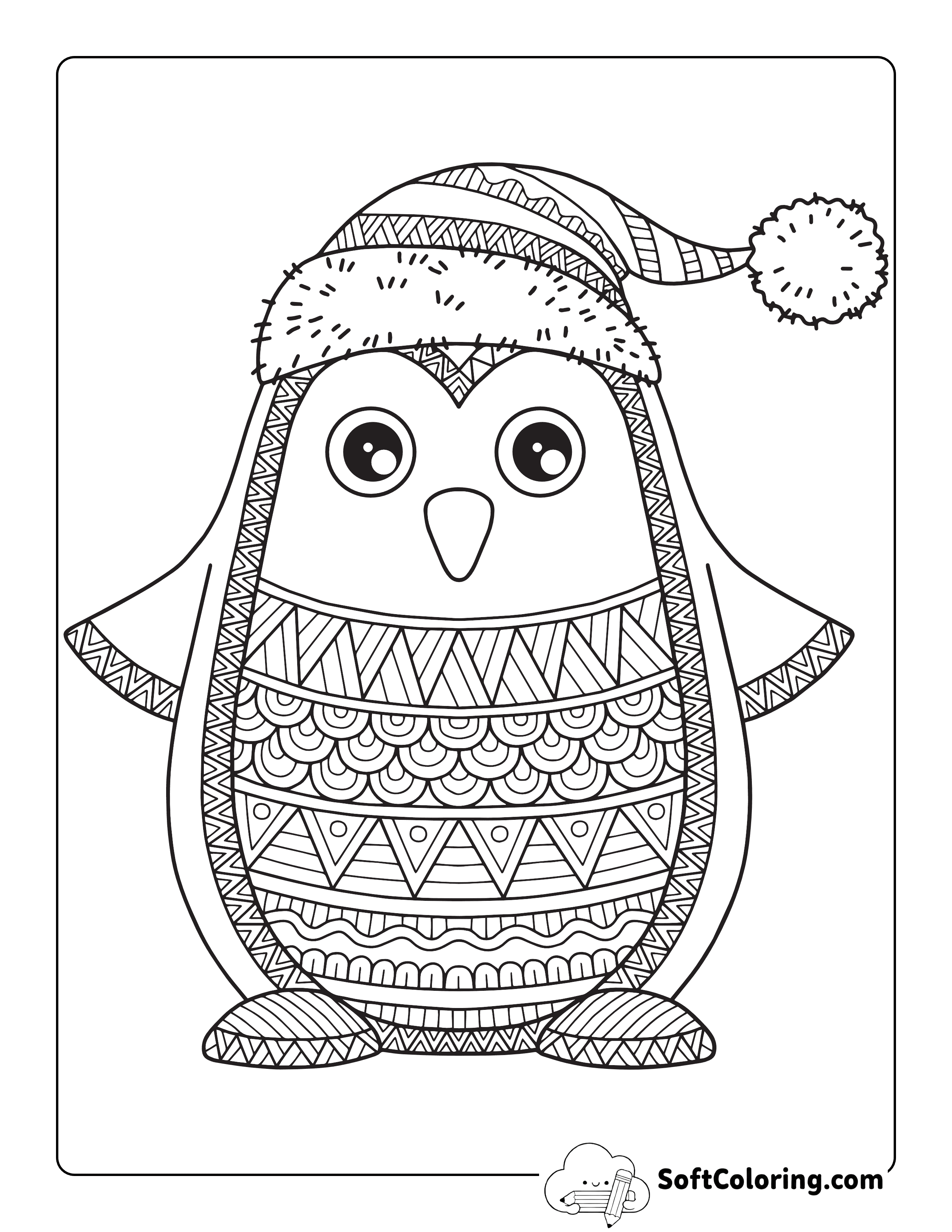 NEW! Relaxing Winter Penguin Mandala Coloring Sheet