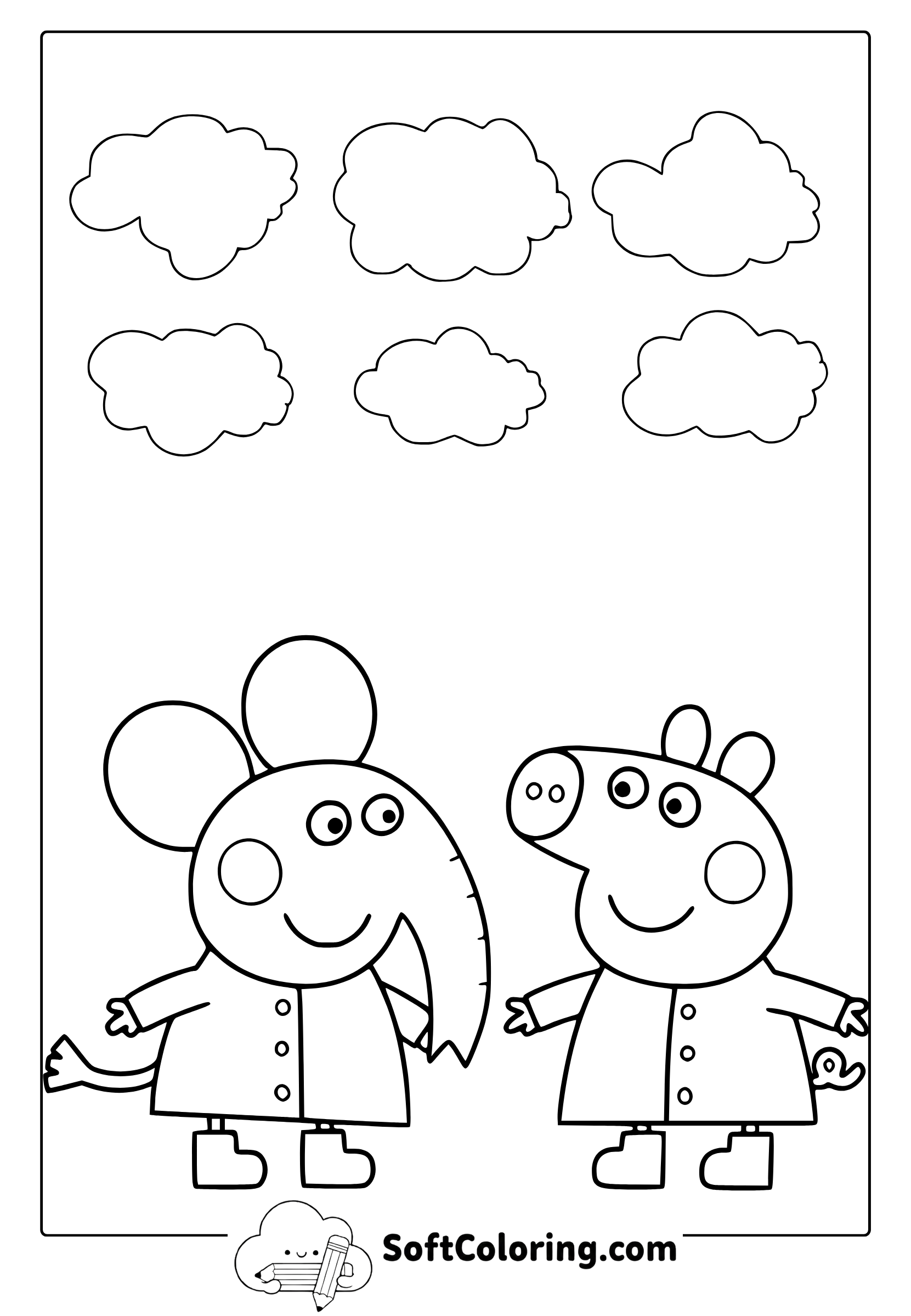 peppa and emily elephant coloring page