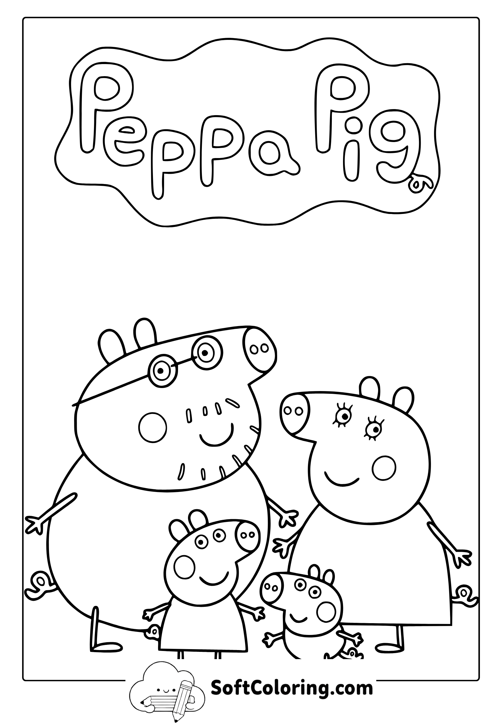 peppa pig family coloring page