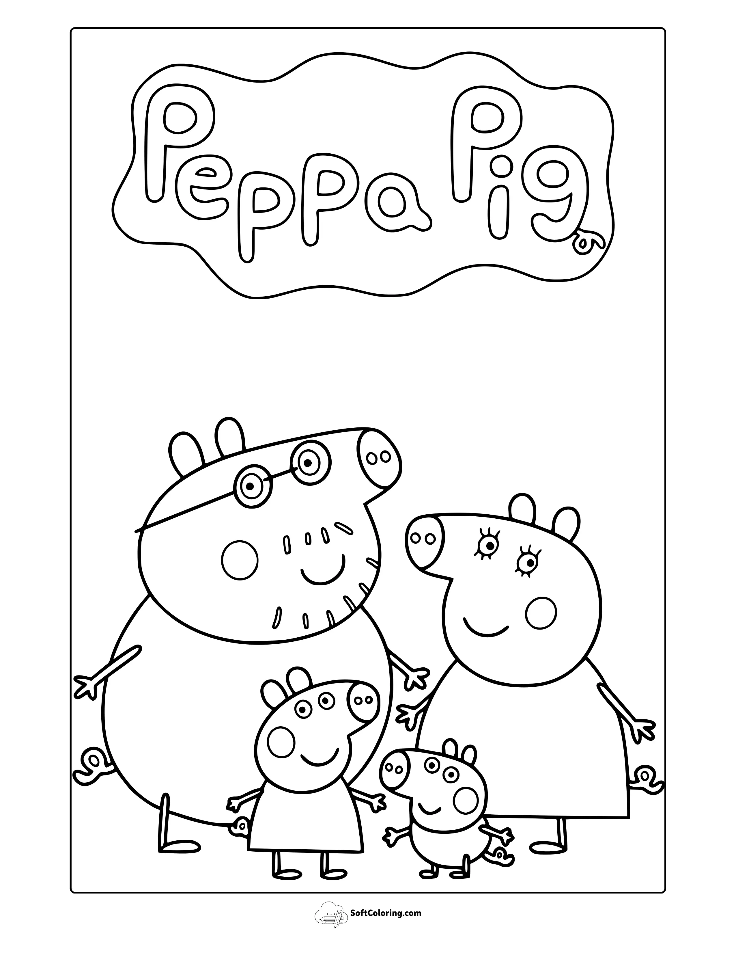 Peppa Pig Family Coloring Page
