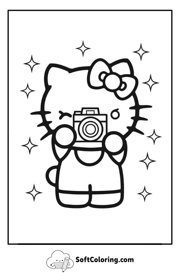Photographer Hello Kitty Coloring Page