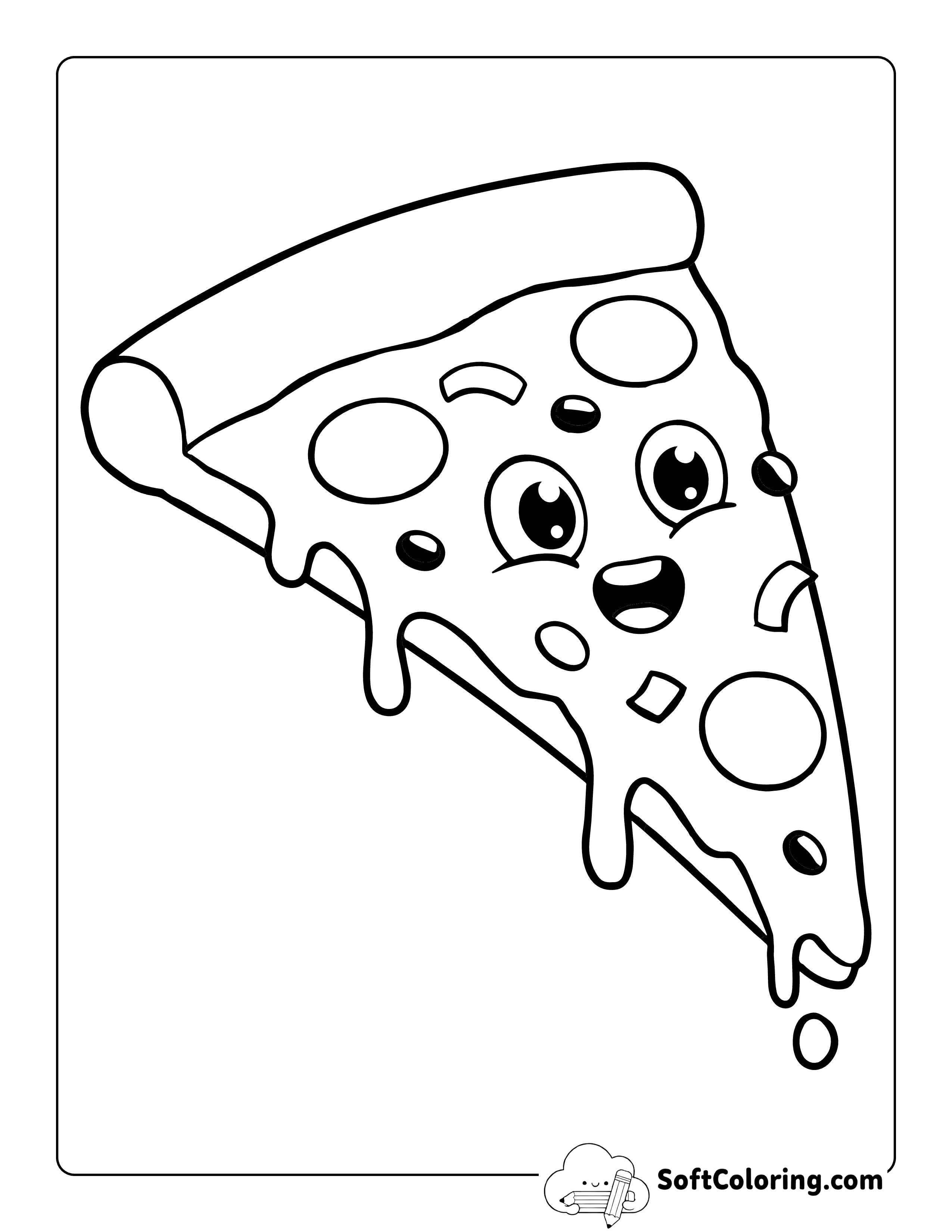 Easy Pizza Slice Coloring Page