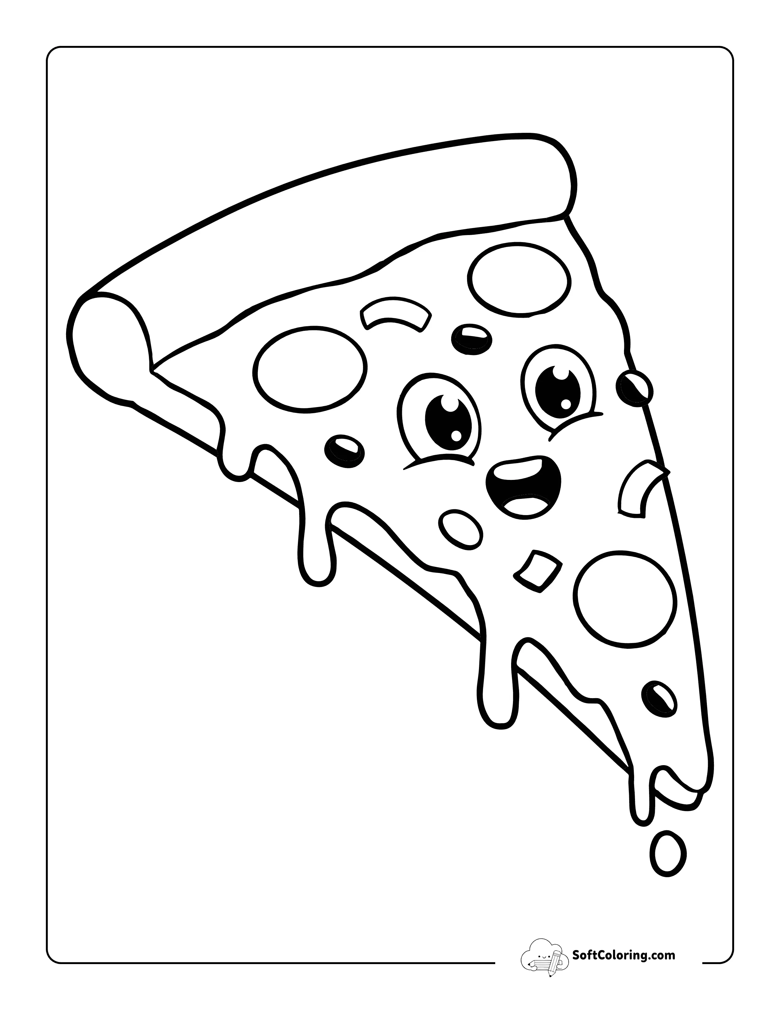 Easy Pizza Slice Coloring Page