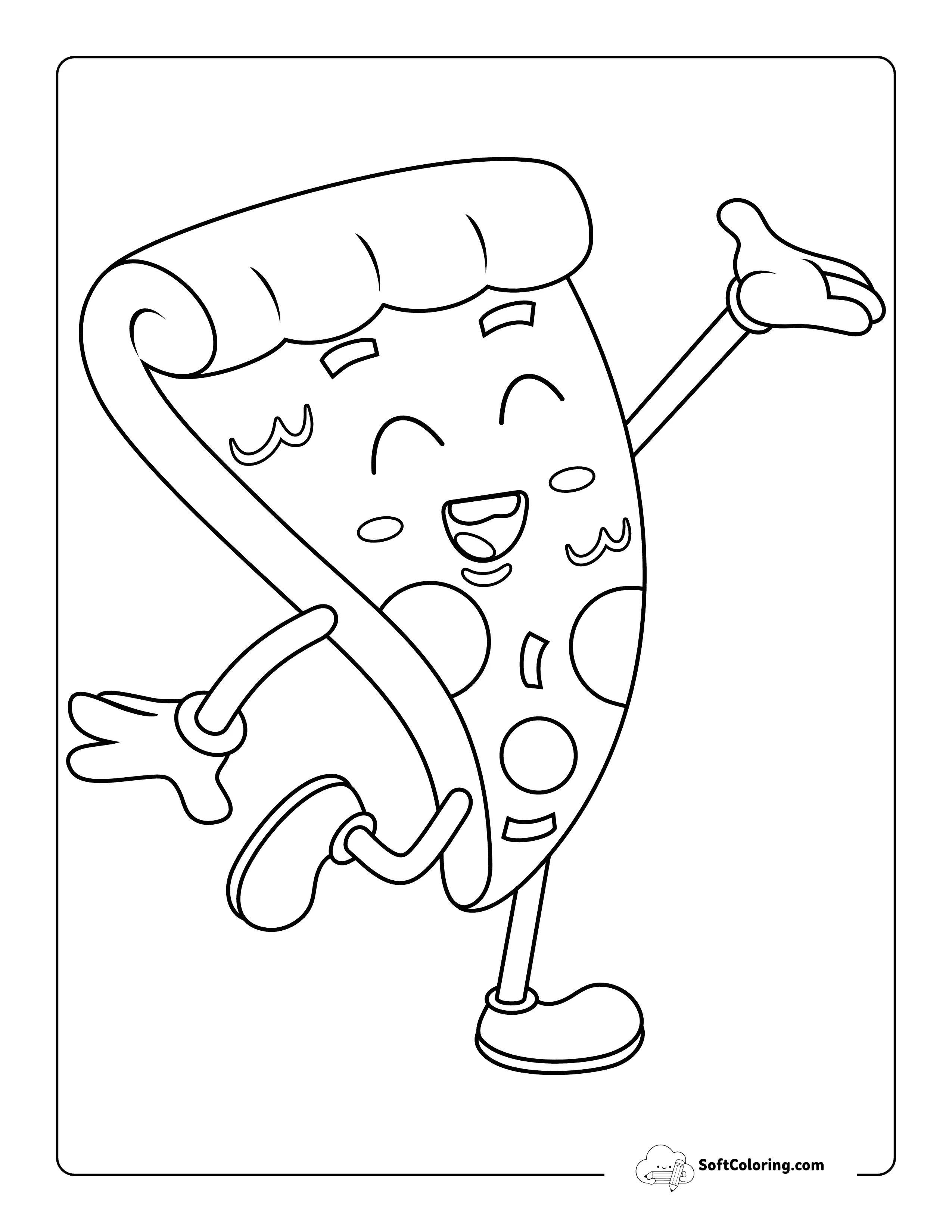 Easy Happy Pizza Slice Drawing To Color