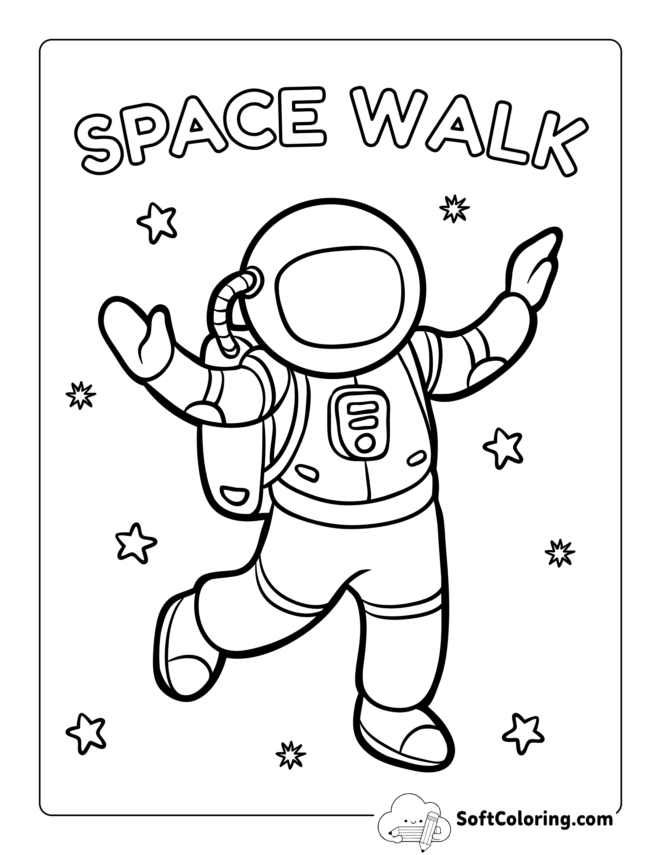 "Space Walk" Coloring Page