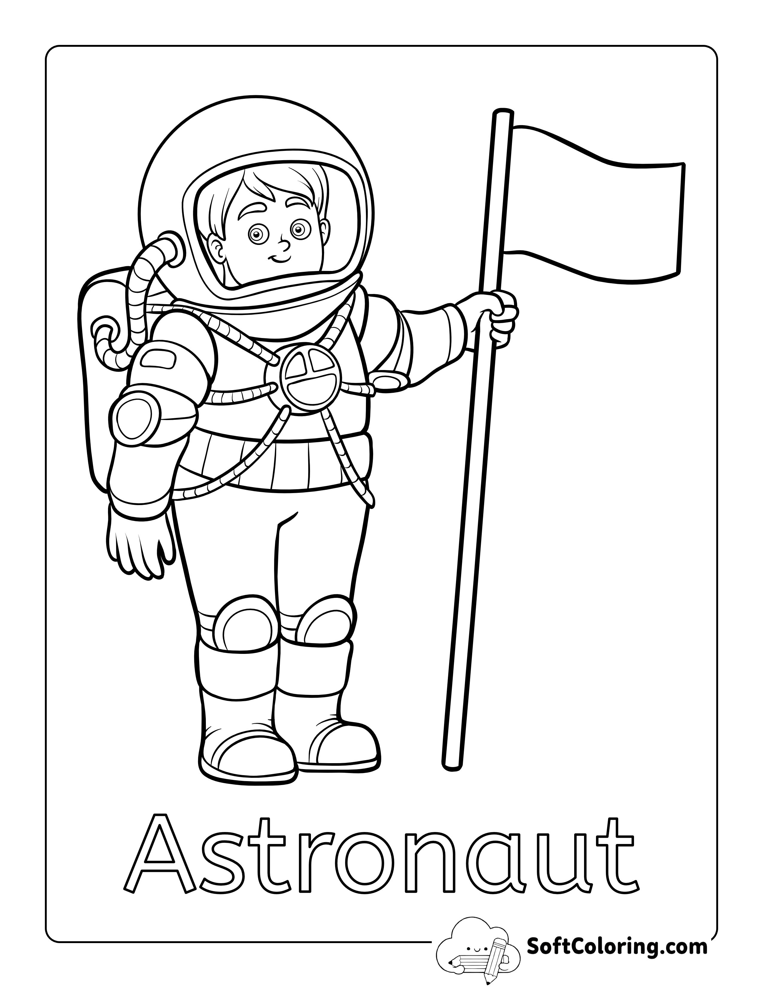 "Astronaut" Coloring Sheet for Preschoolers