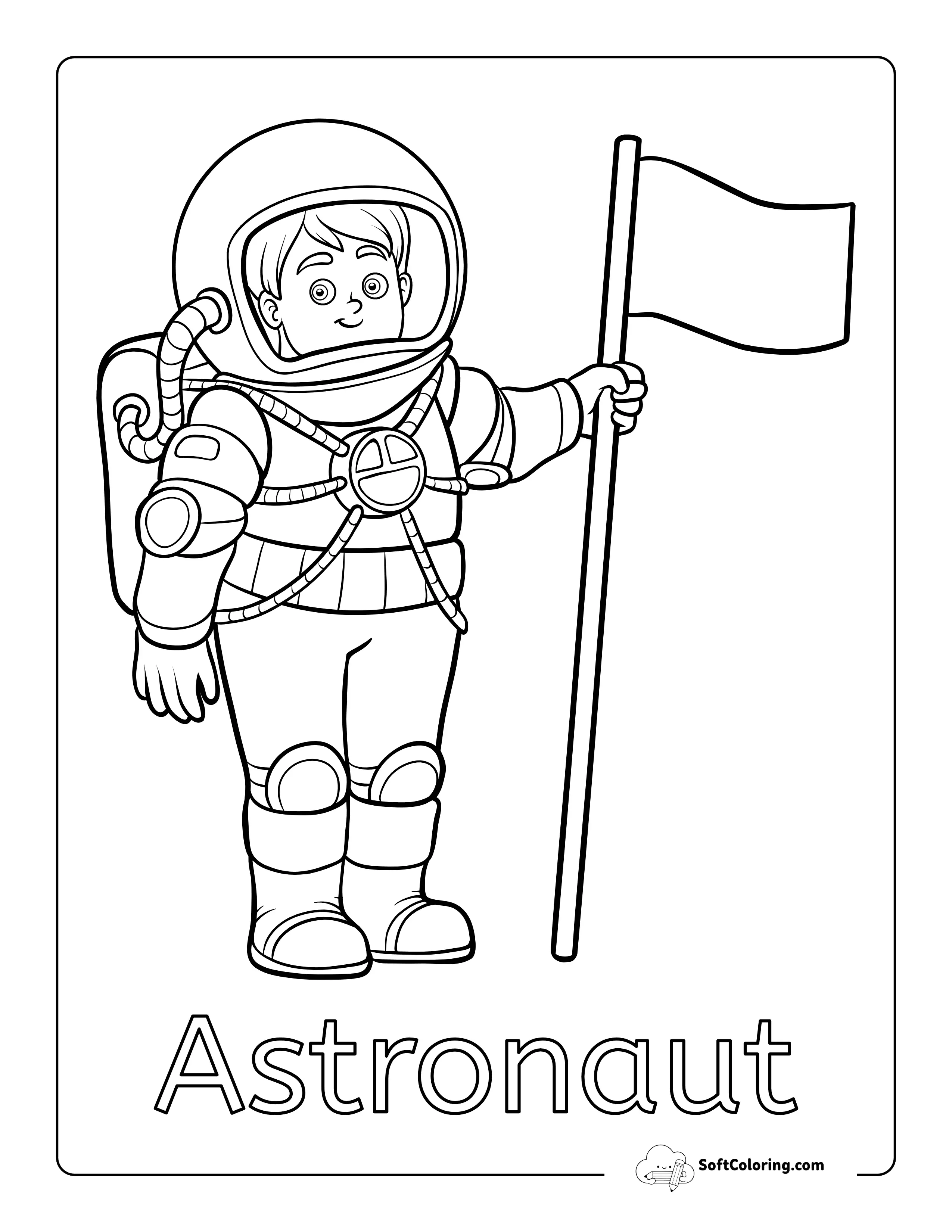"Astronaut" Coloring Sheet For Preschoolers