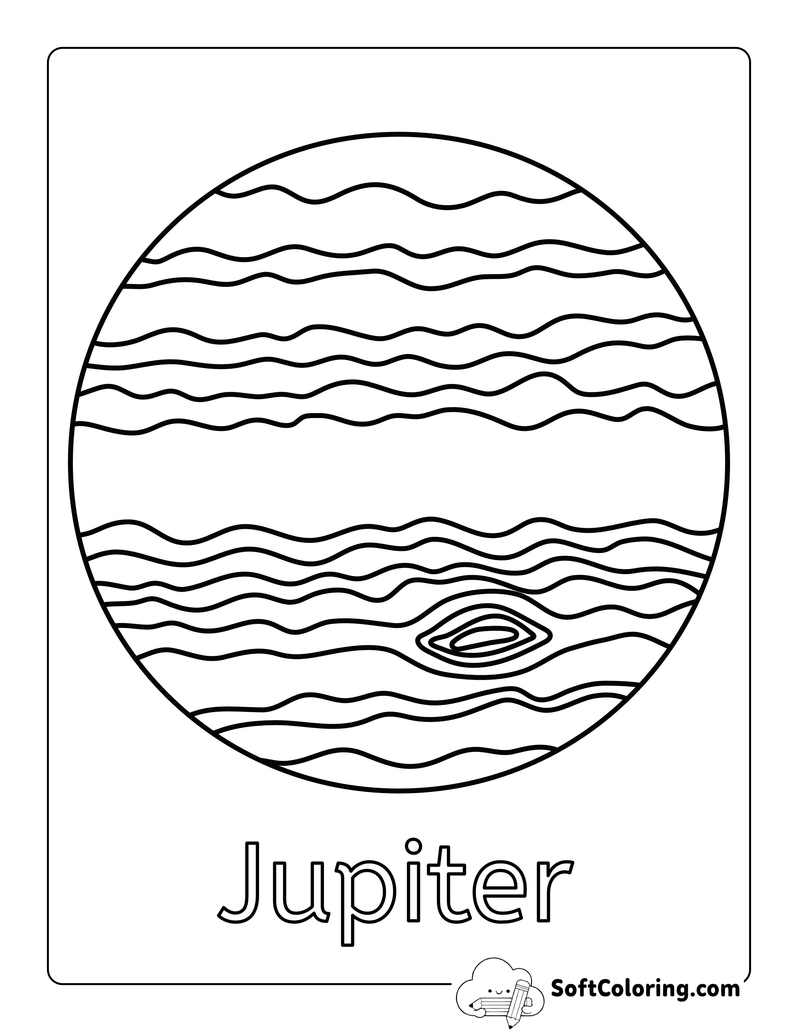 Giant Gas Planet Jupiter Coloring Sheet