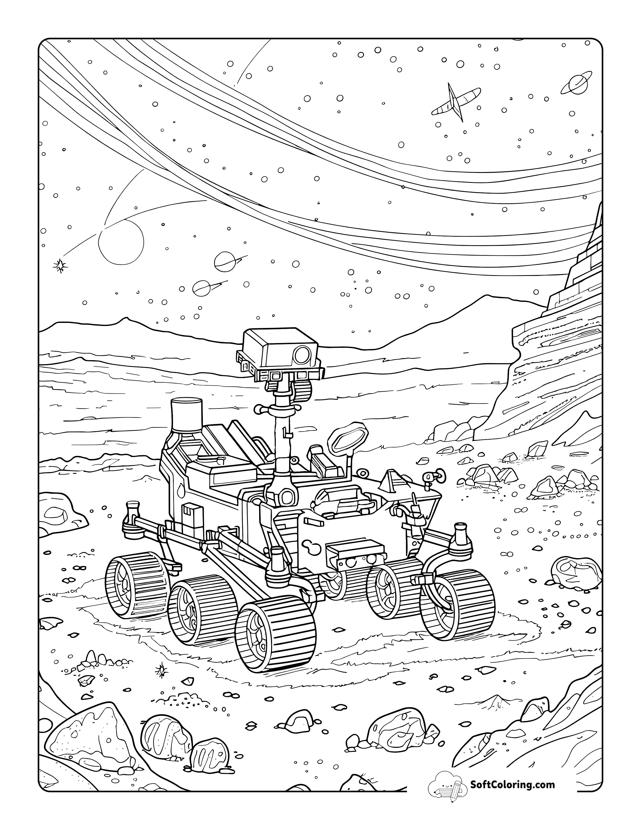 Detailed Mars Rover Coloring Page For Teens And Adults