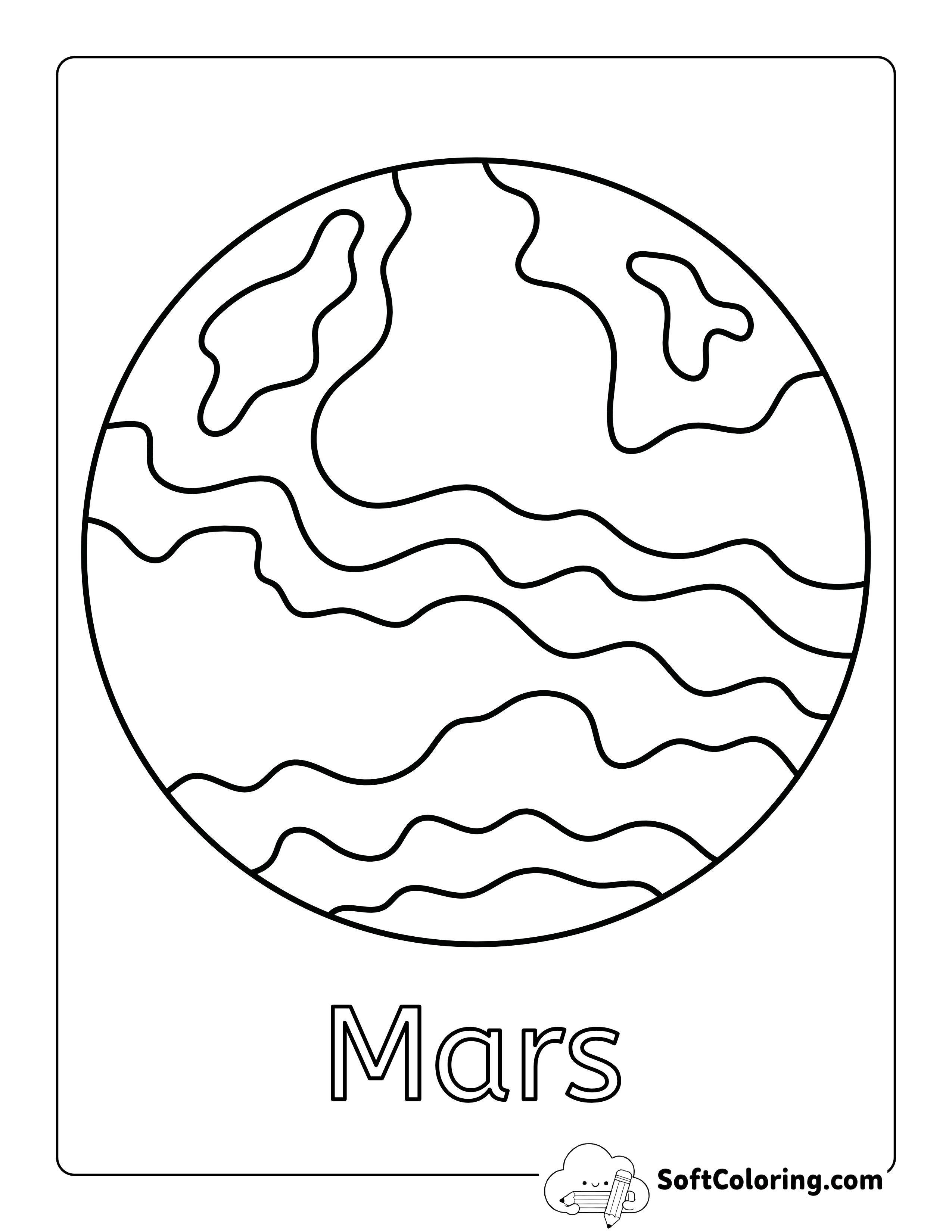 Mars Coloring Page for Preschoolers