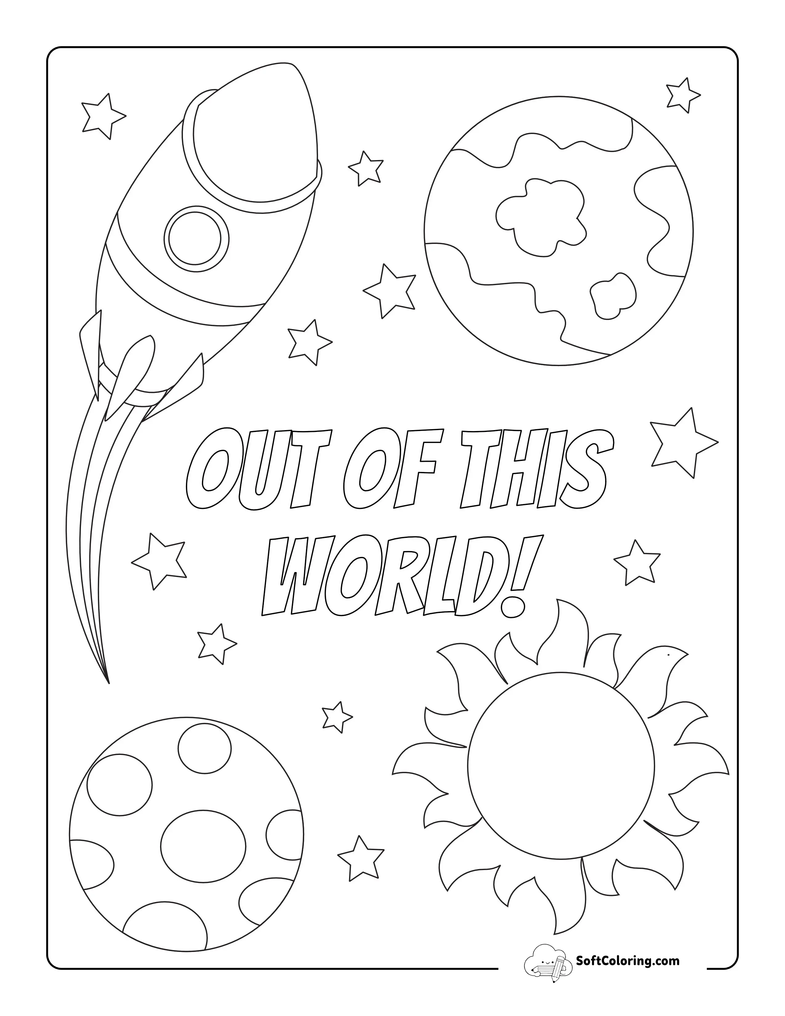 "Out Of This World!" Galaxy Coloring Page