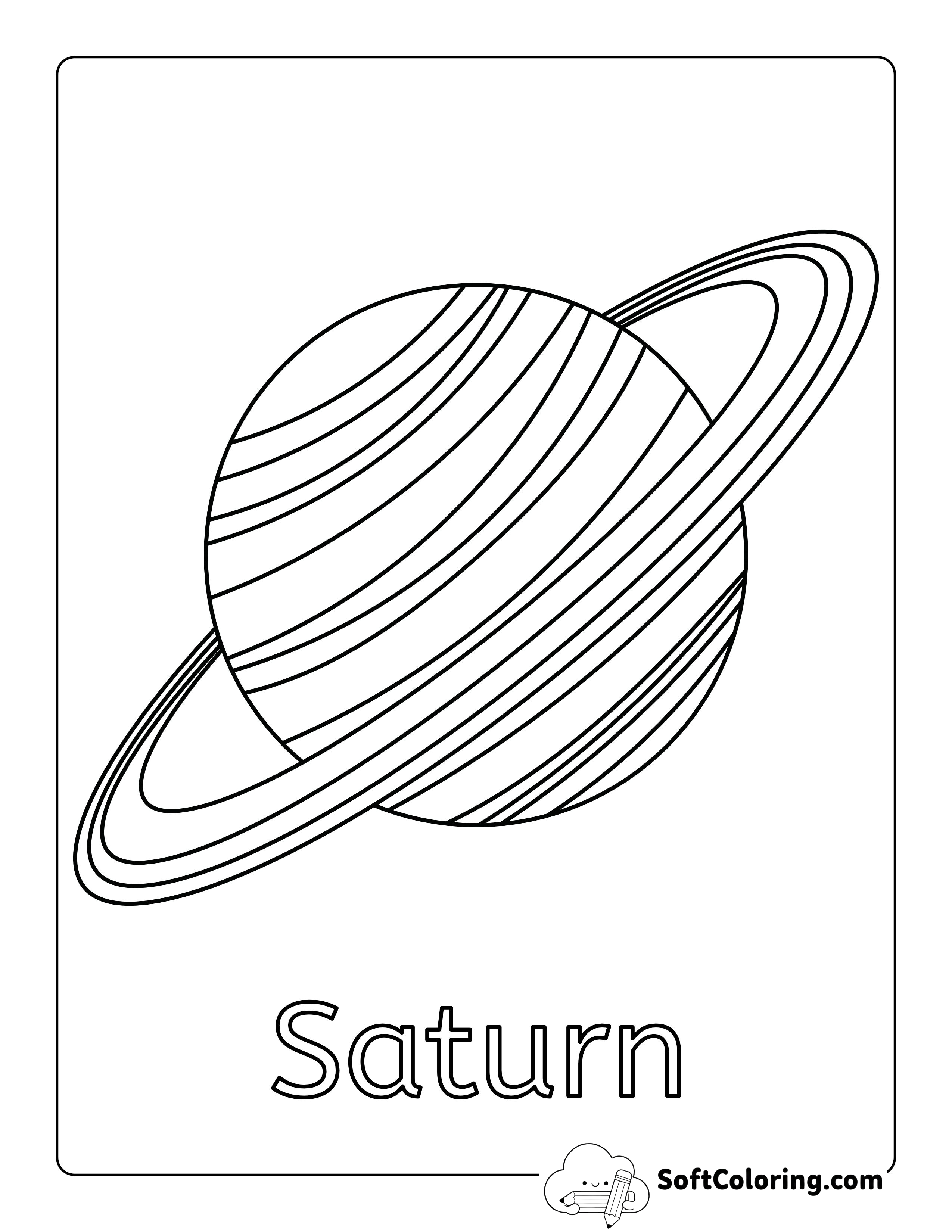 Ringed Planet Saturn Picture to Color