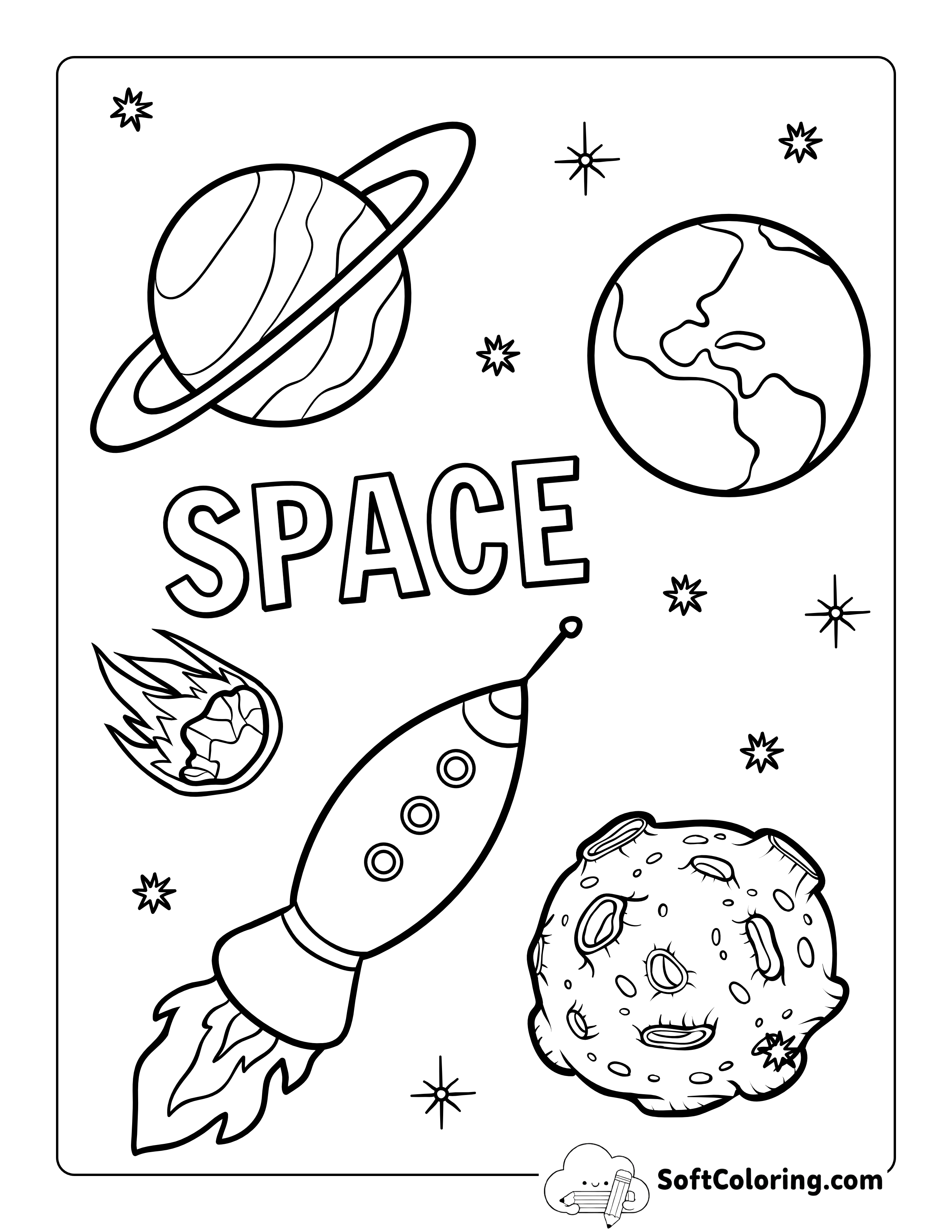 Solar System Coloring Page for Kids