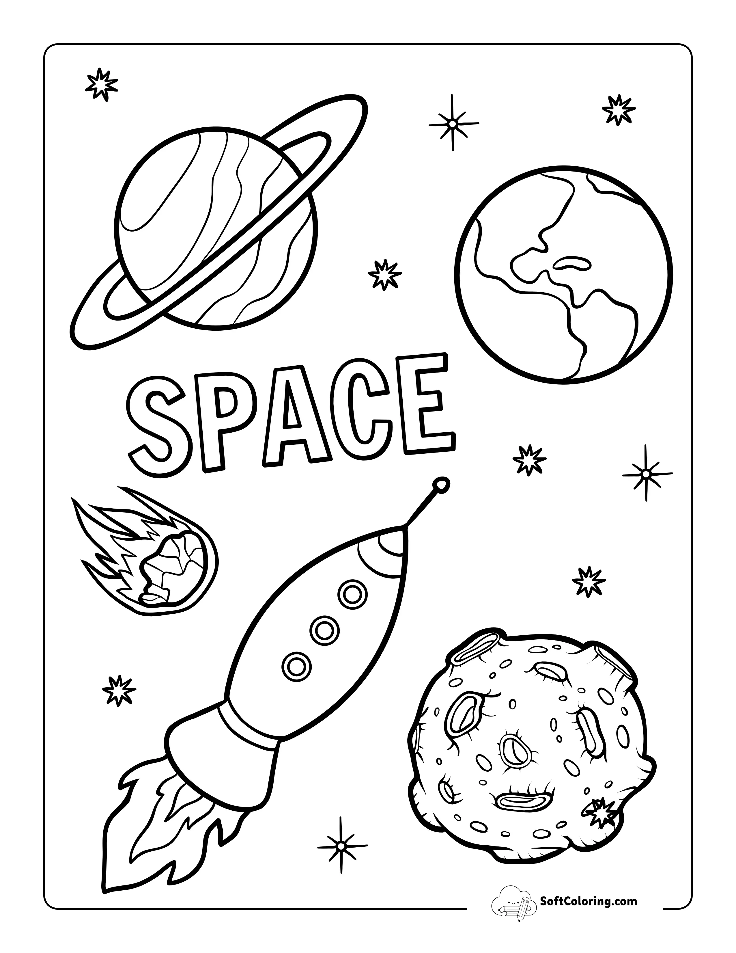 Solar System Coloring Page For Kids