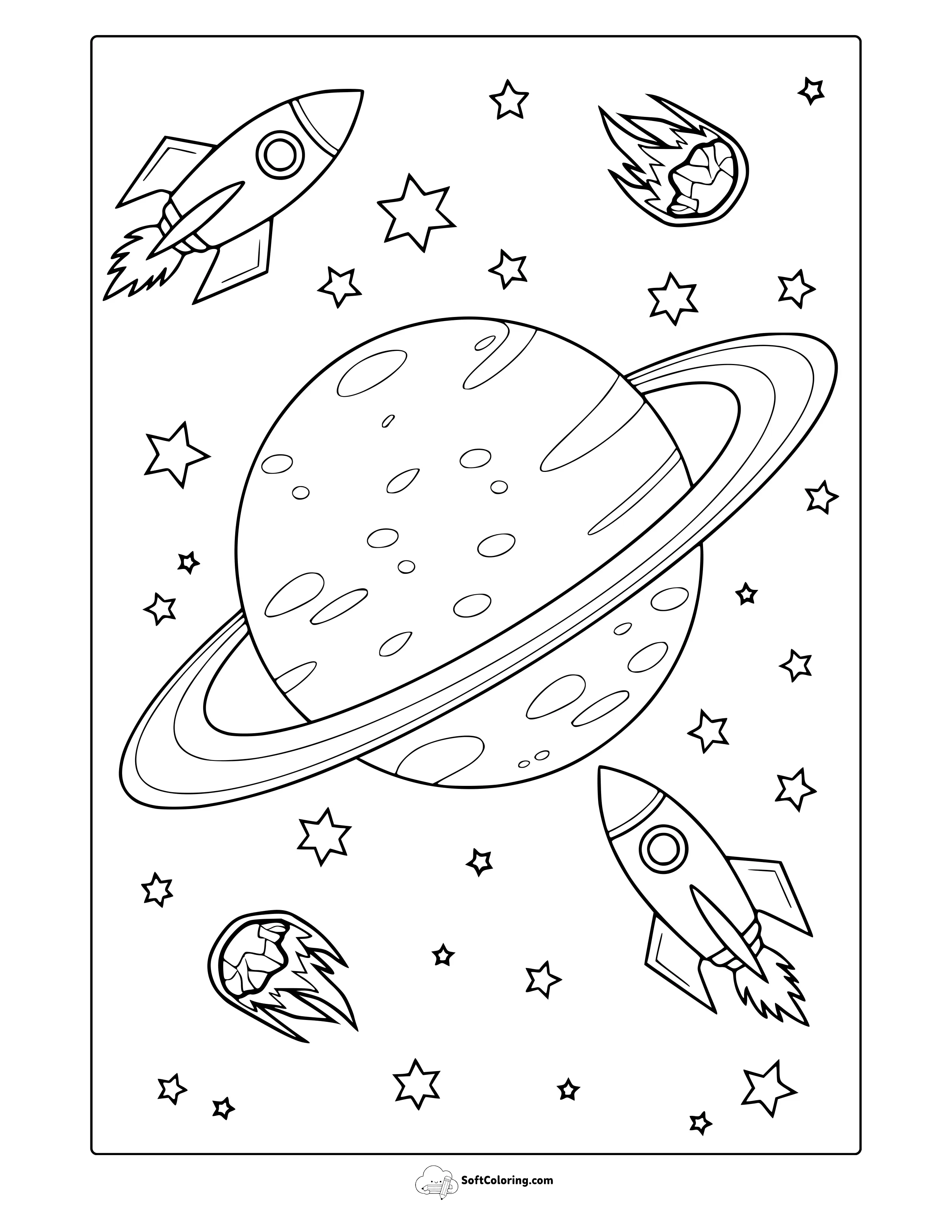 Planet Saturn Coloring Page