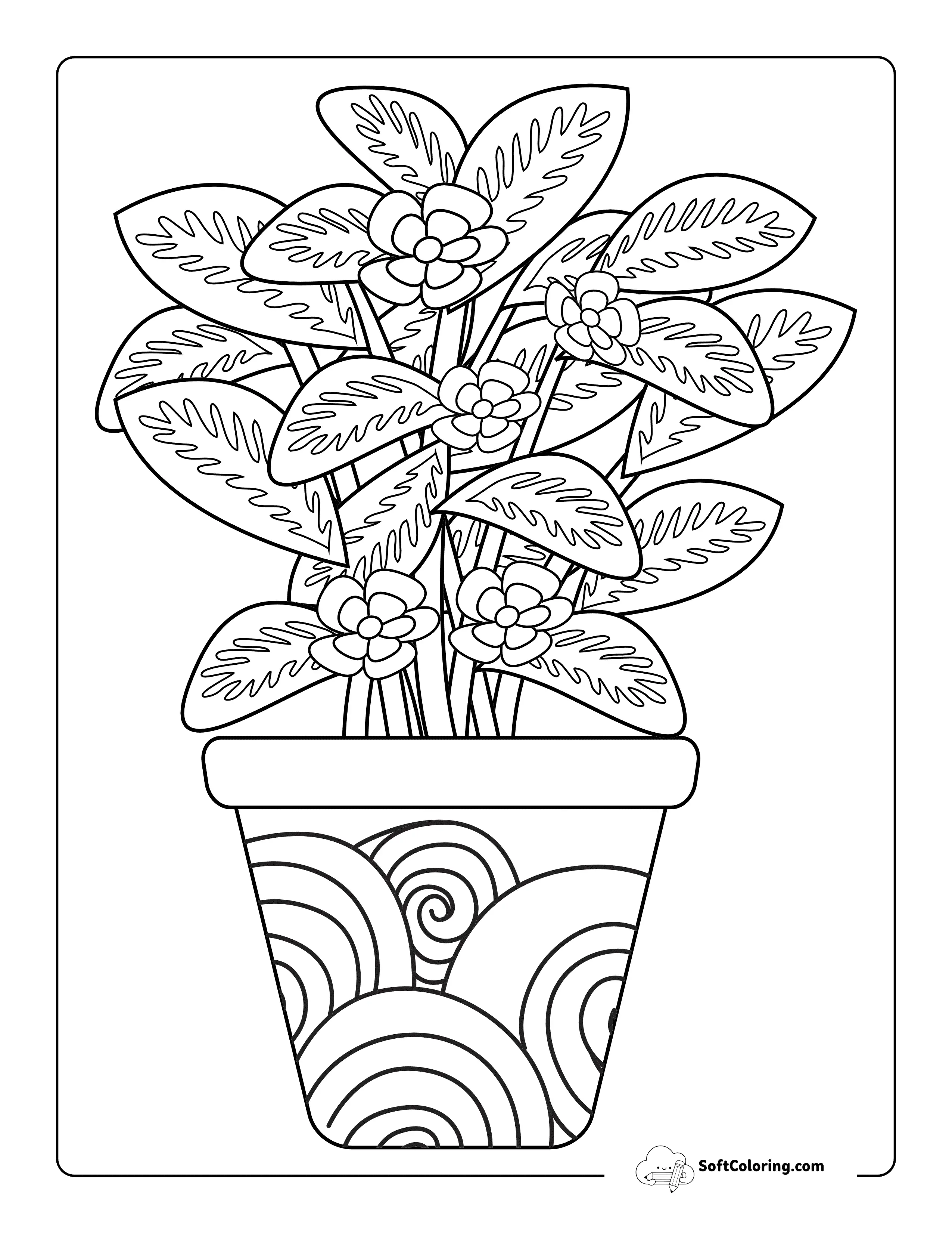 Relaxing Indoor Potted Houseplant Outline For Adults