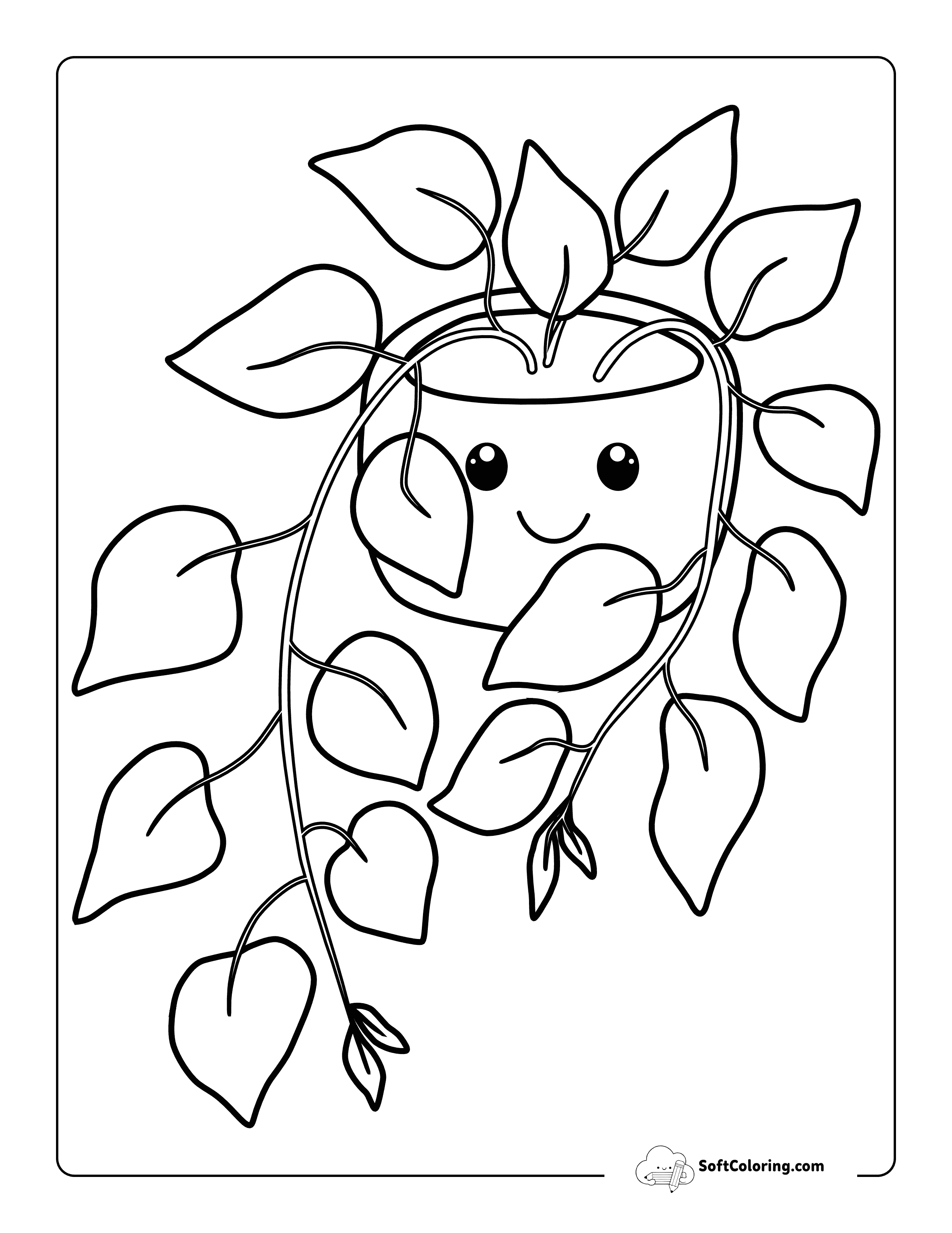 Adorable Hanging Plant Drawing To Color