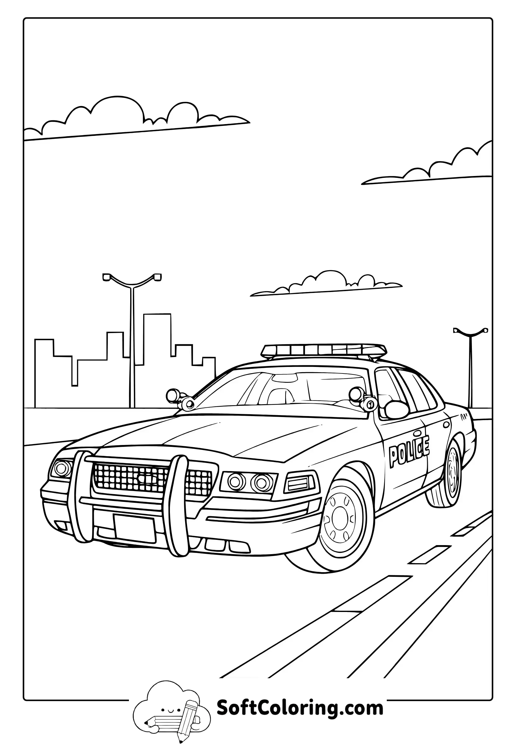 Police Car Coloring Page