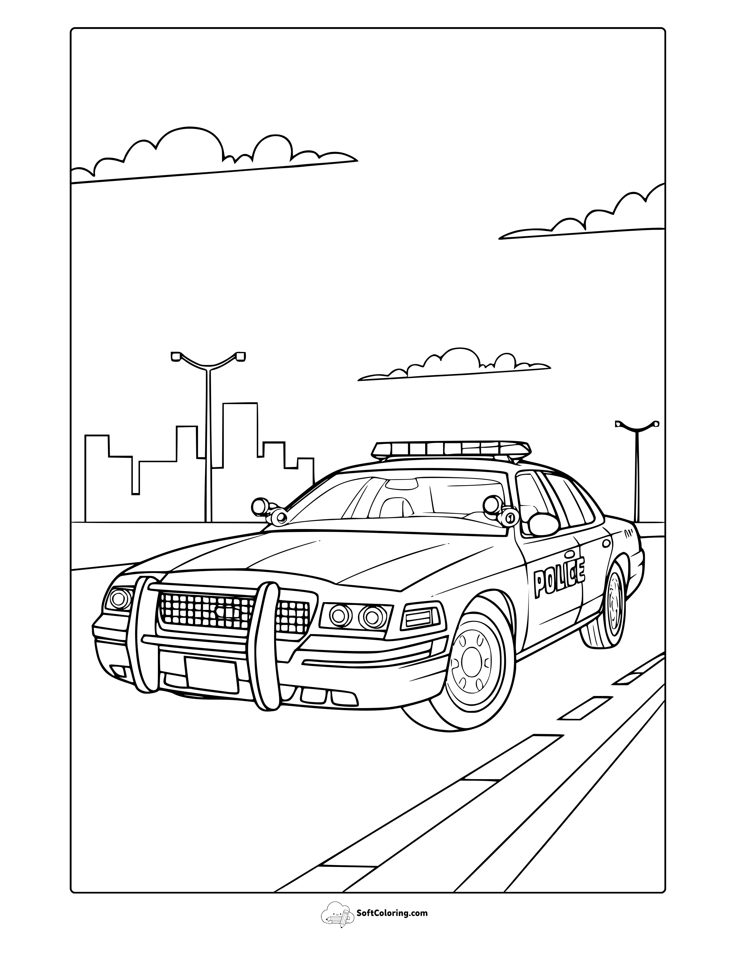 Police Car Coloring Page