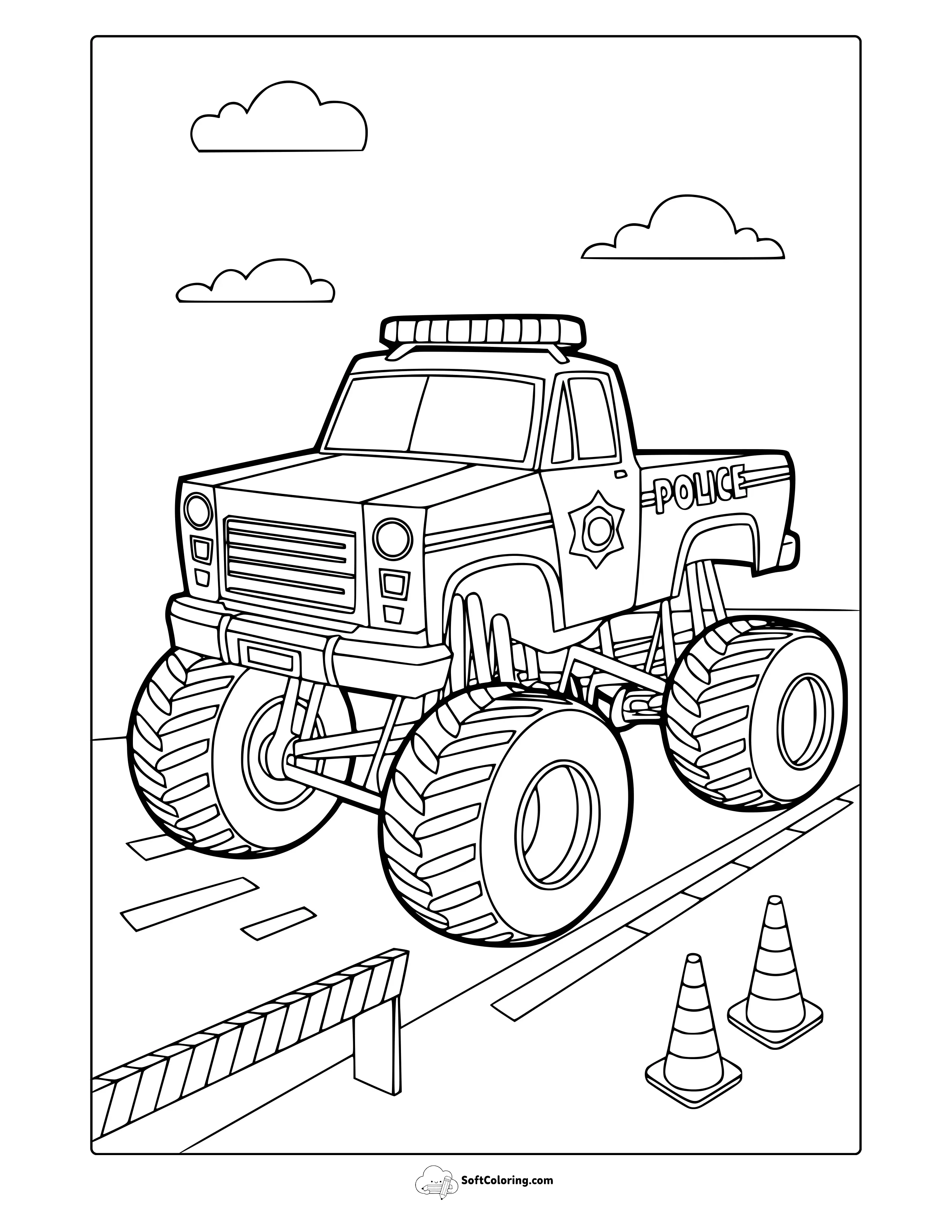 Police Monster Truck Coloring Page