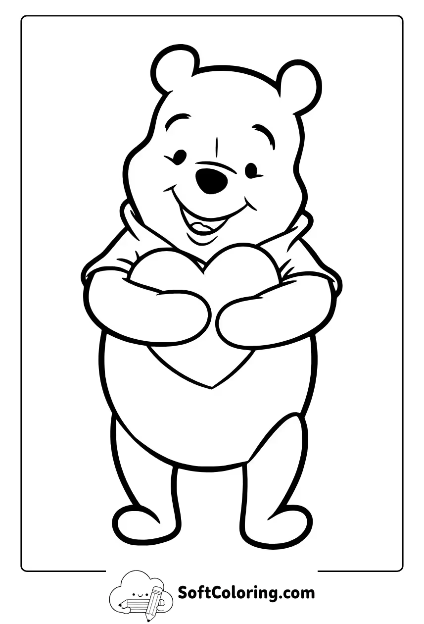 pooh coloring pages winnie the pooh holding a heart