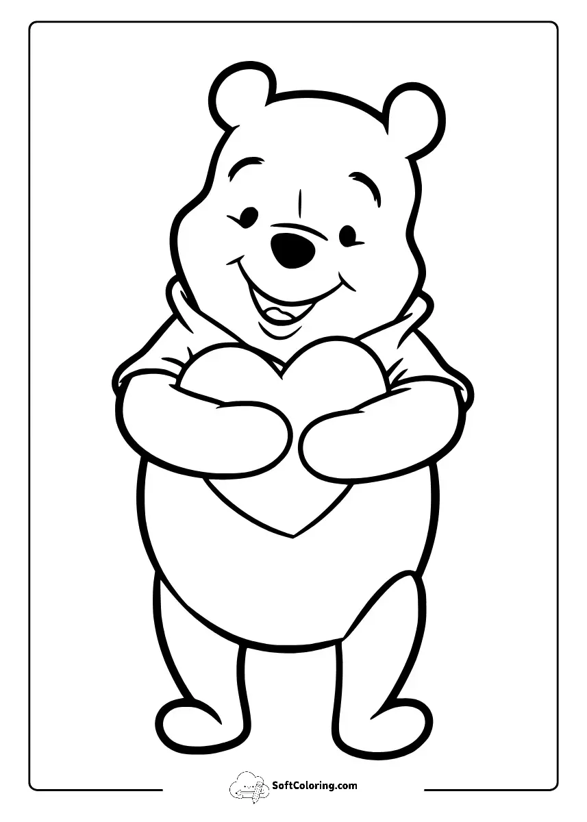 Pooh Coloring Pages Winnie The Pooh Holding A Heart