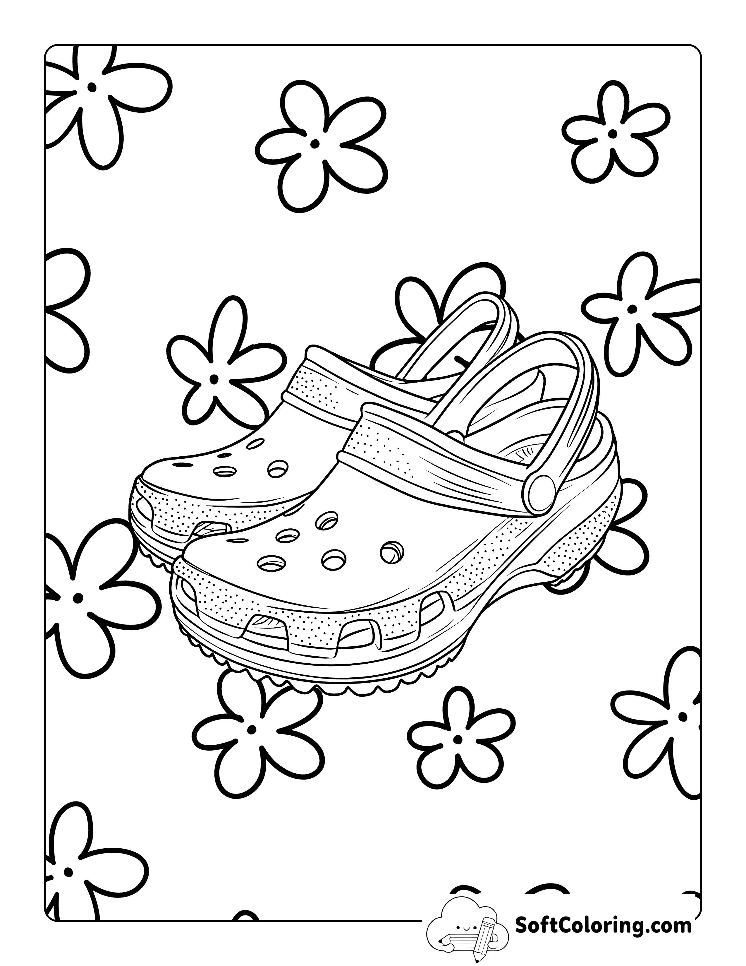 Crocs Style Shoe Coloring Sheet