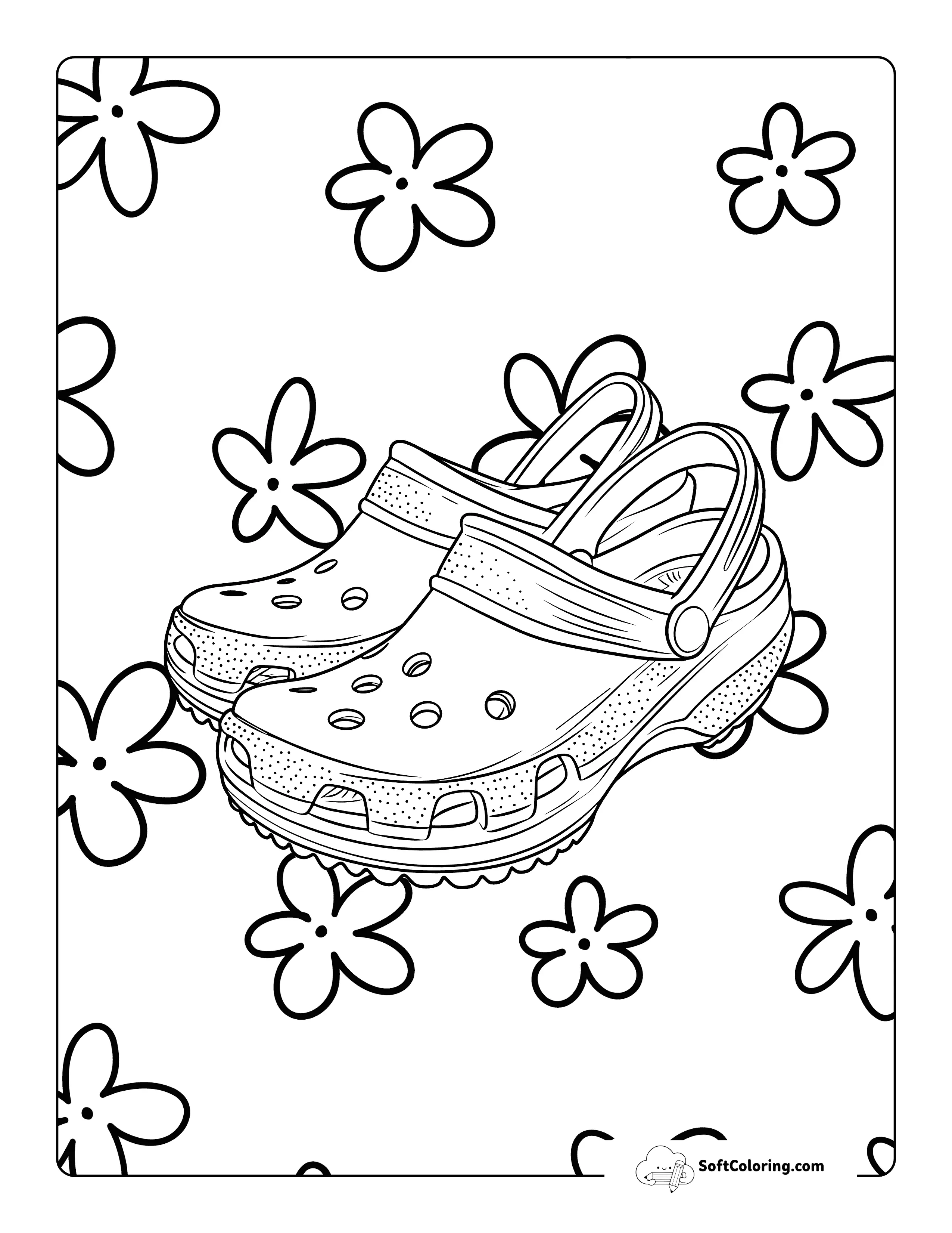 Crocs Style Shoe Coloring Sheet