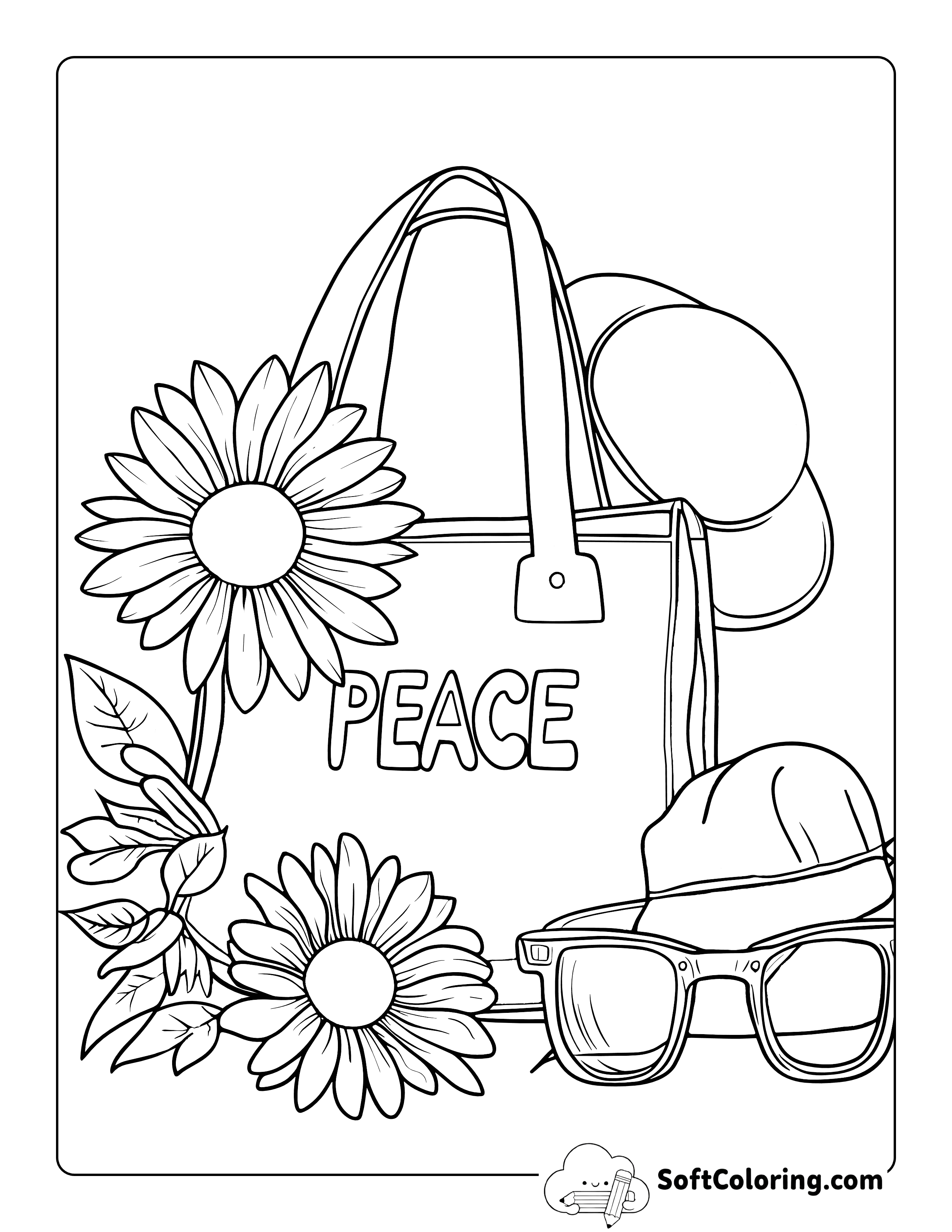 Cute Summer Preppy Coloring Page Printable