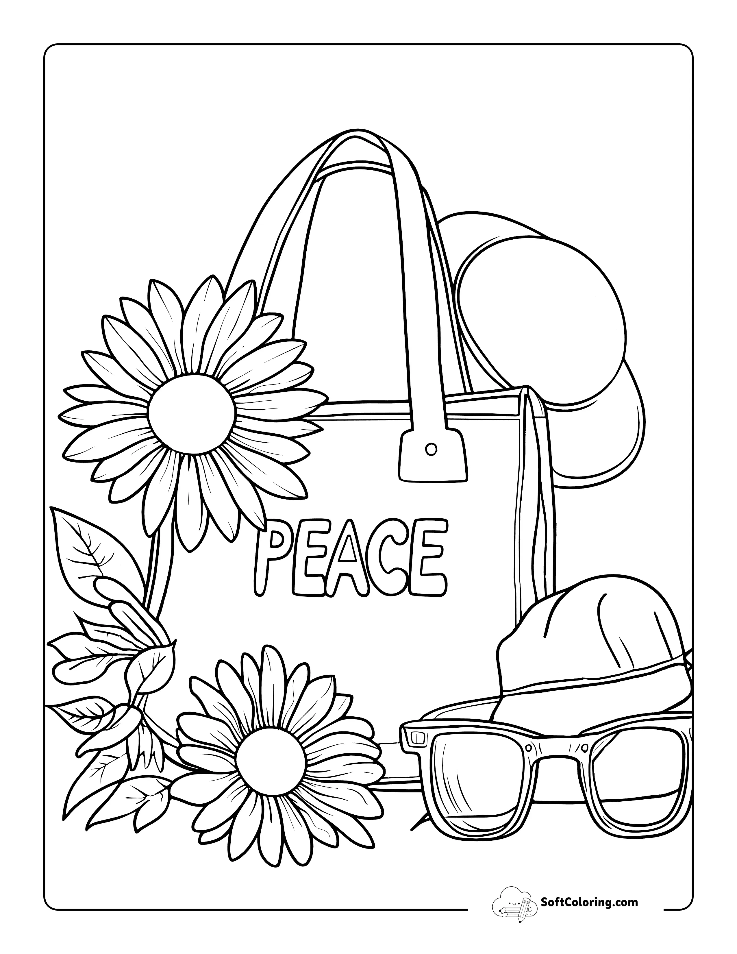 Cute Summer Preppy Coloring Page Printable