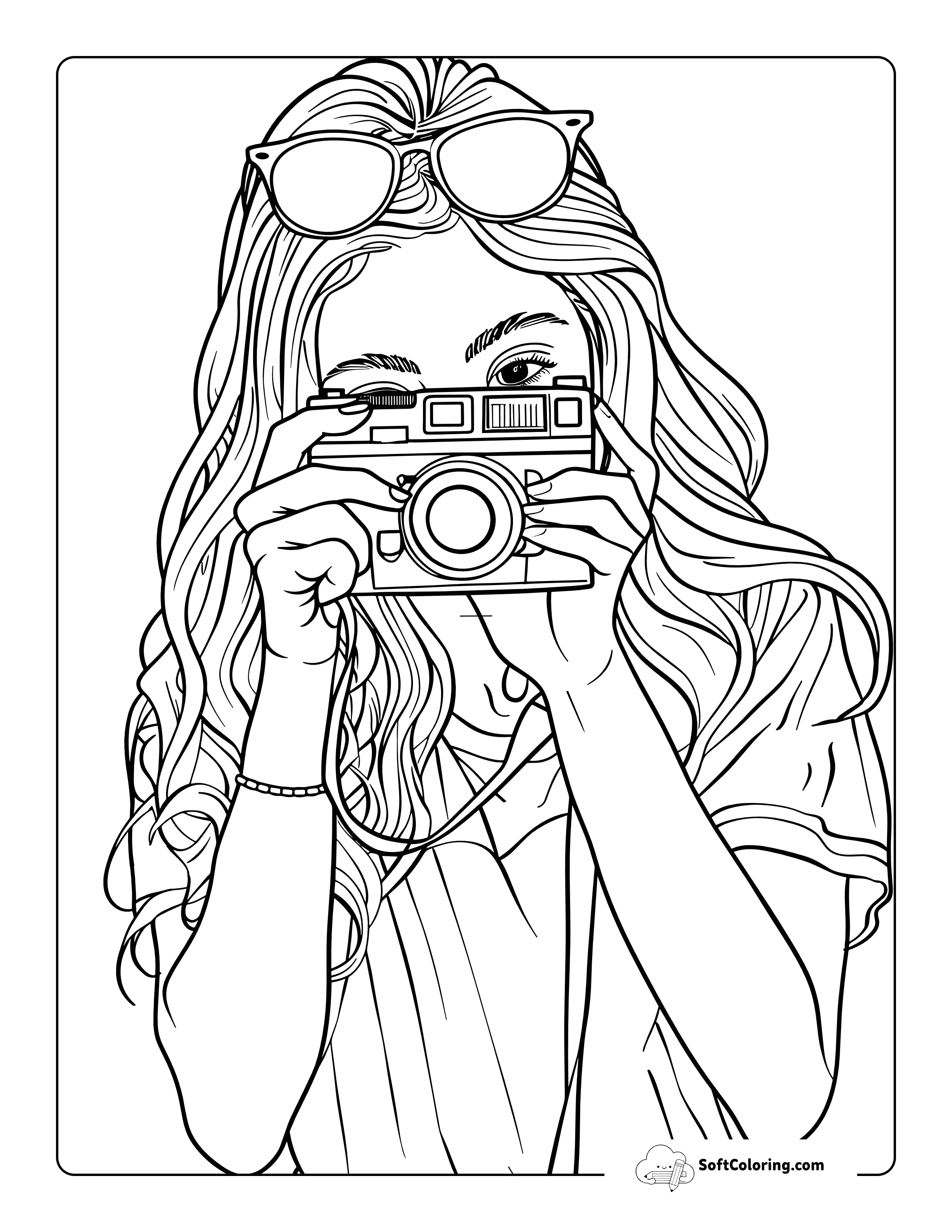 Preppy Girl Aesthetic Coloring Page To Print
