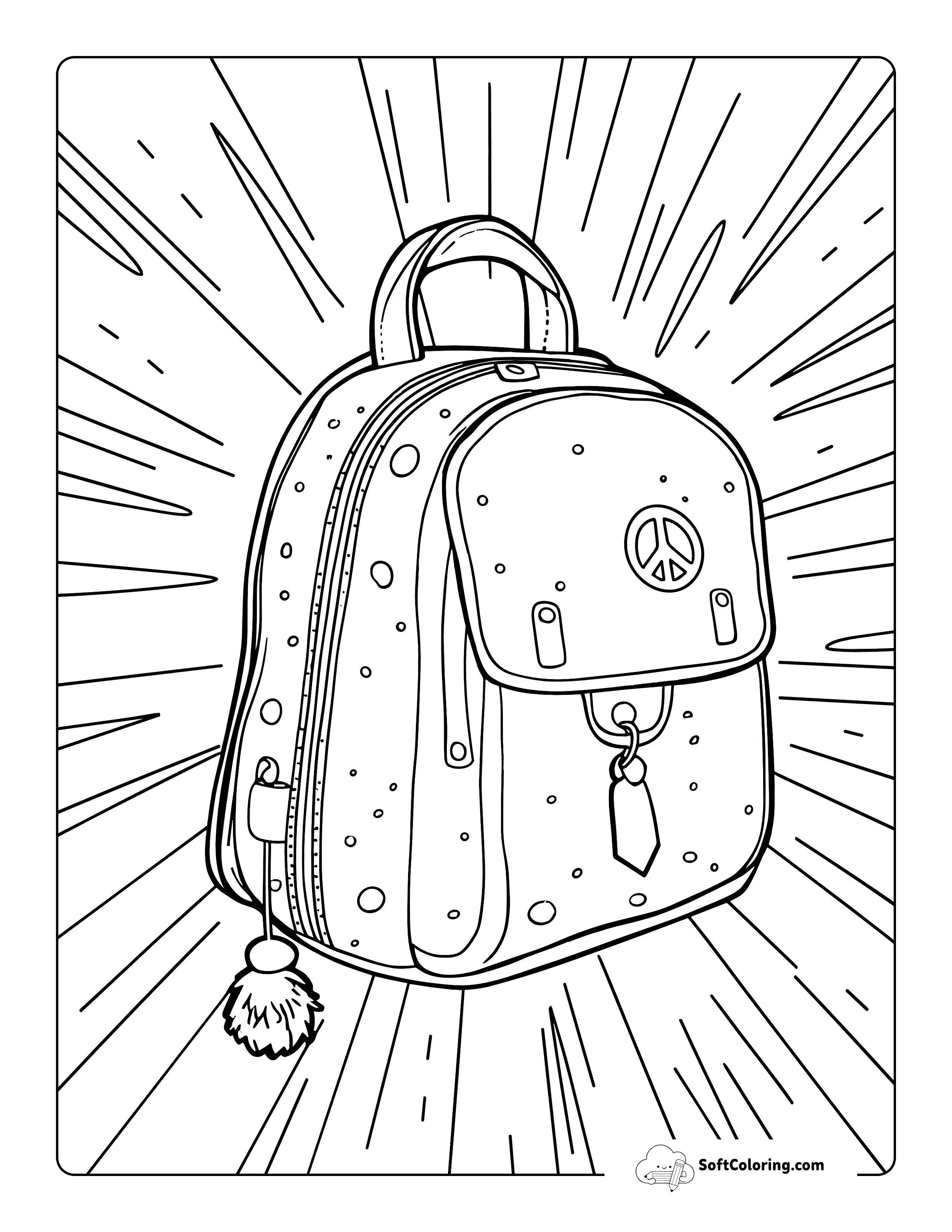 Cute Bag Preppy Coloring Page For Teens