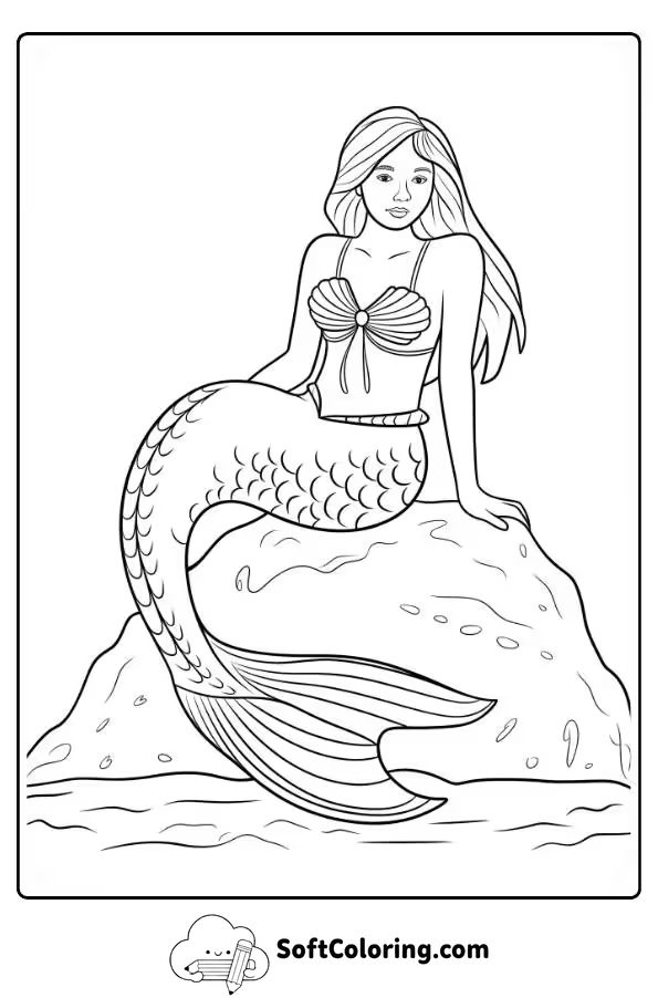 Pretty Mermaid Coloring Page 2