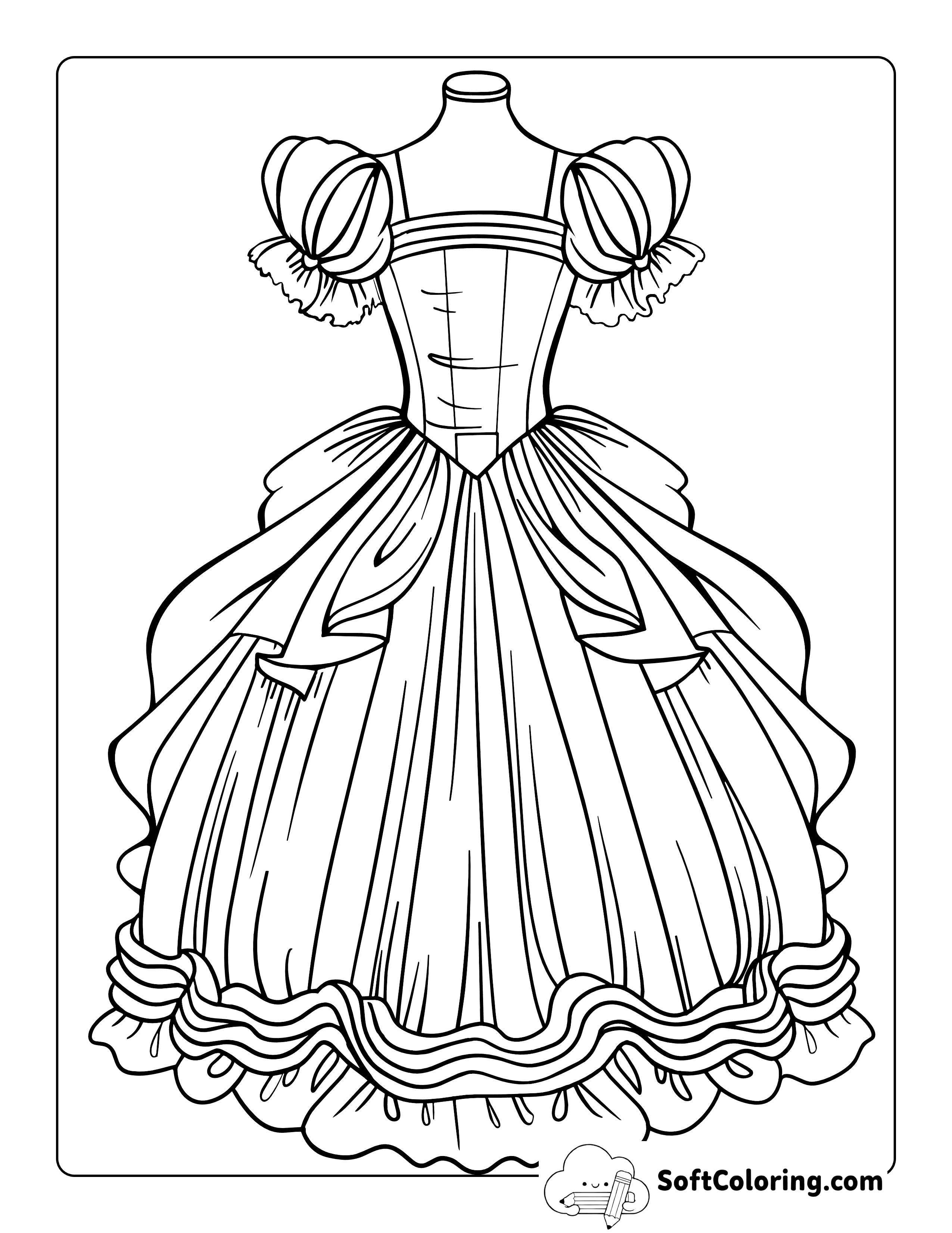 Princess Ball Gown Wedding Coloring Page