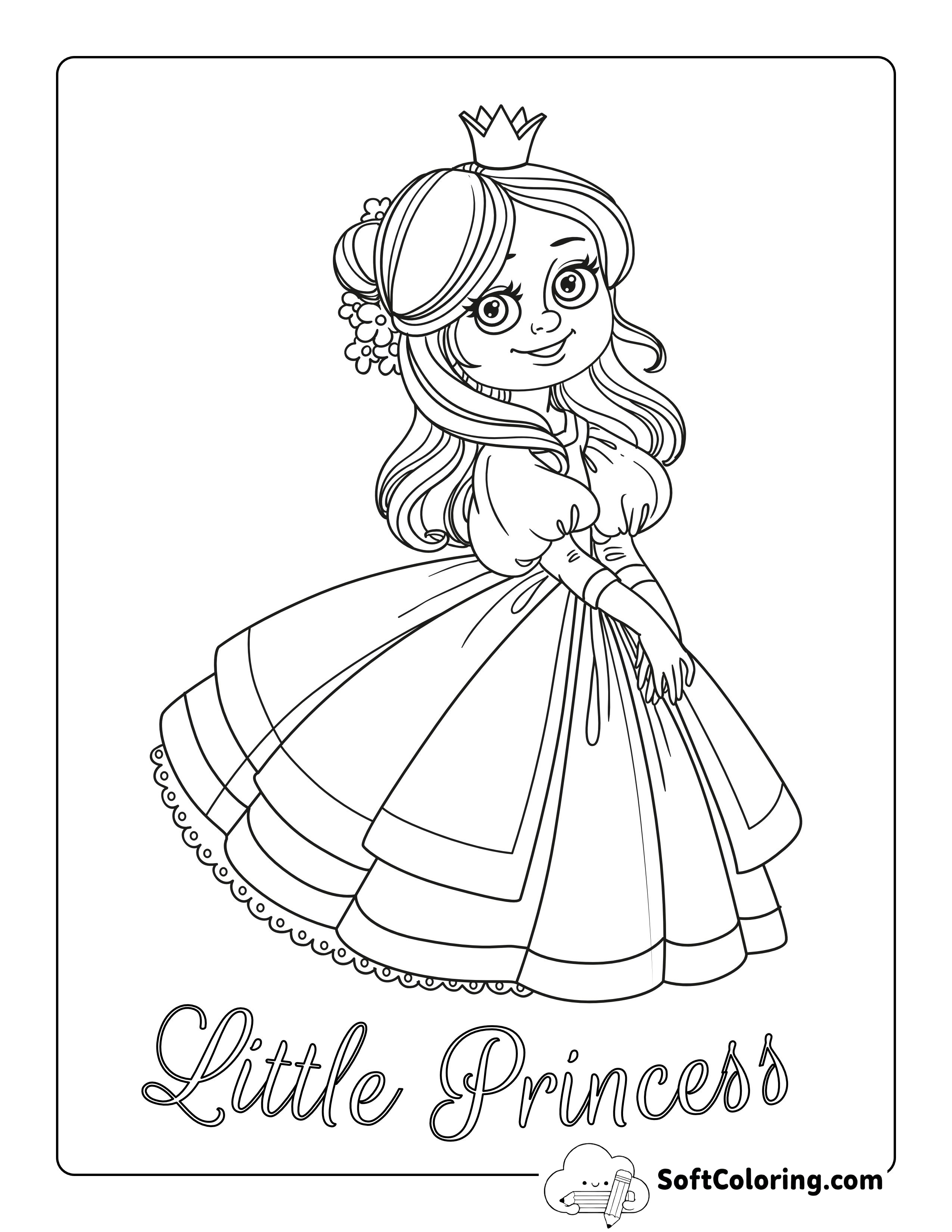"Little Princess" Coloring Page for Kids