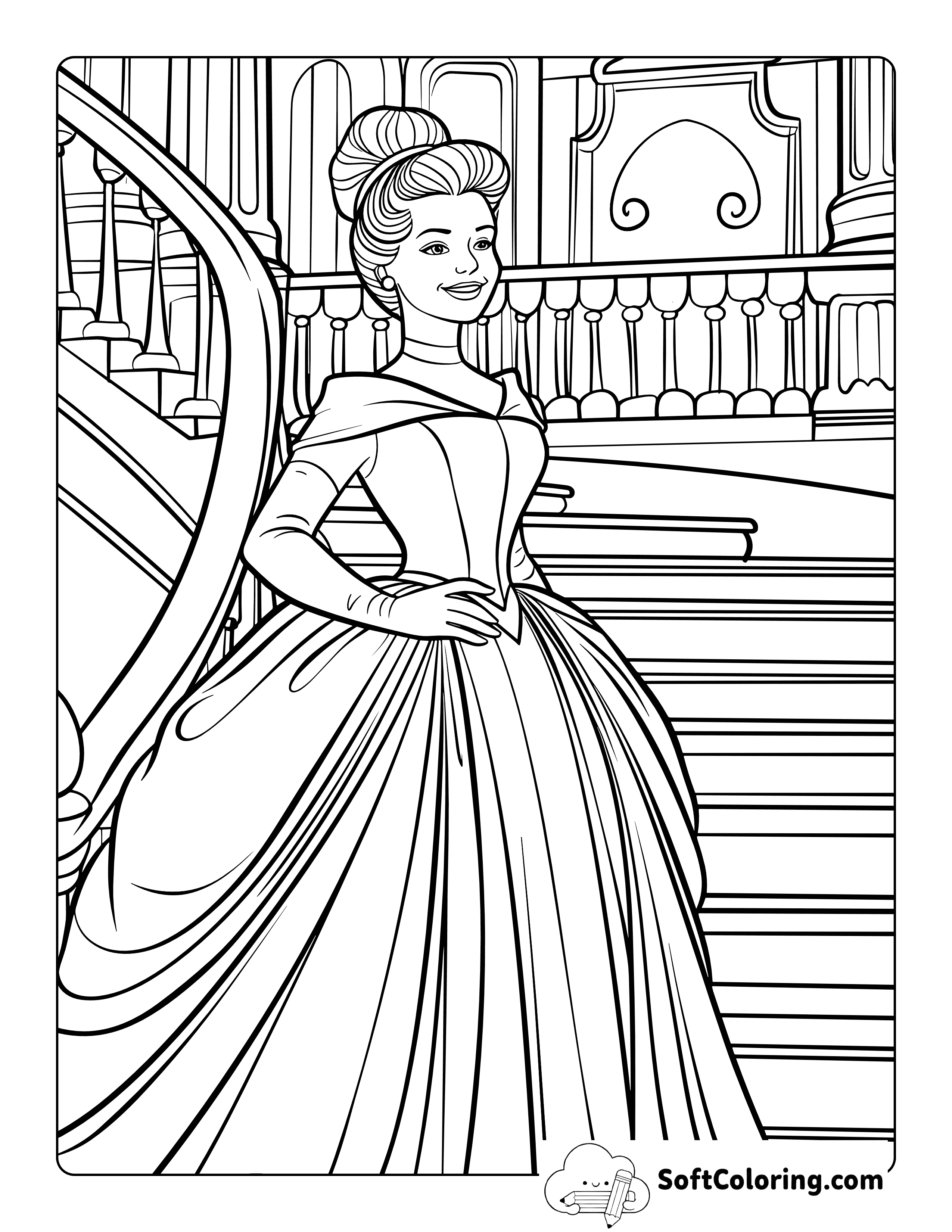 Cinderella in a Ballgown Coloring Sheet
