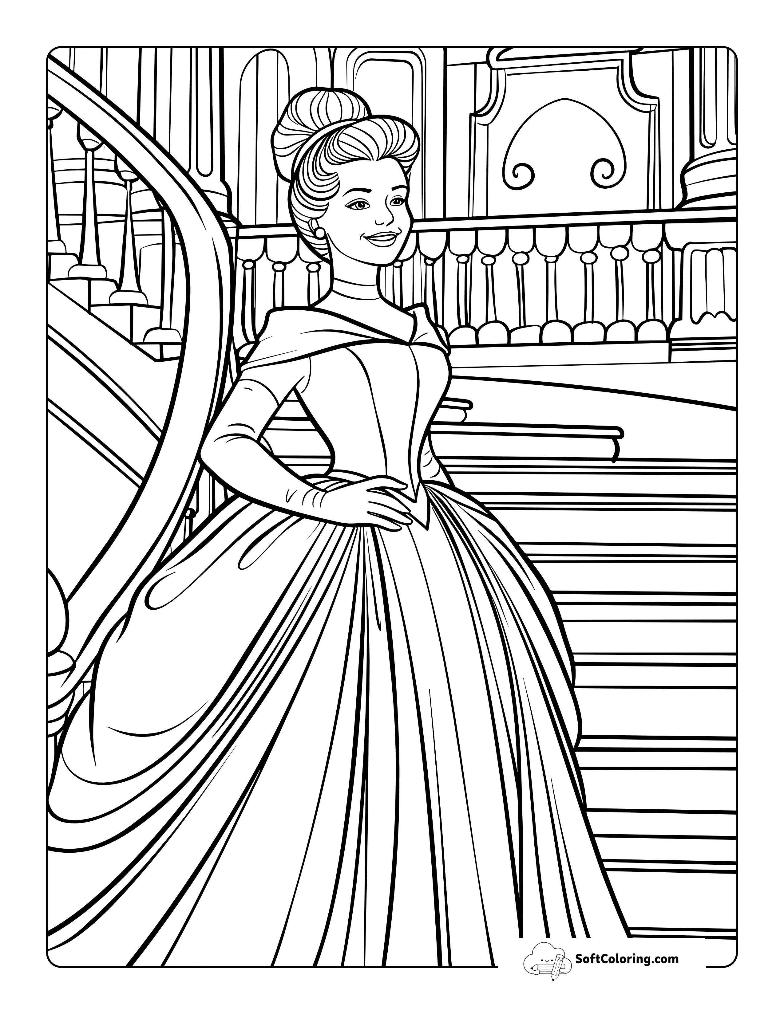 Cinderella In A Ballgown Coloring Sheet