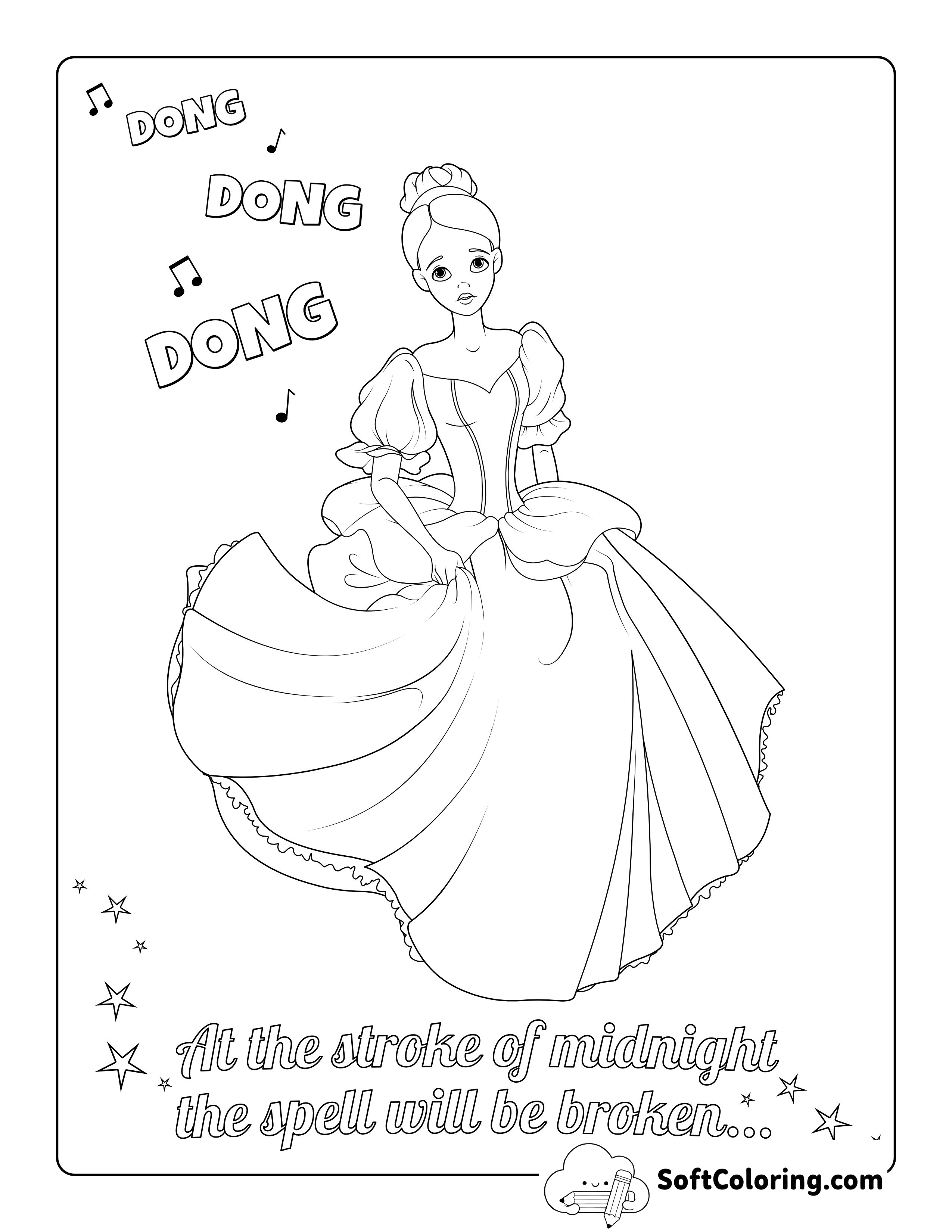 Cinderella Running Coloring Sheet