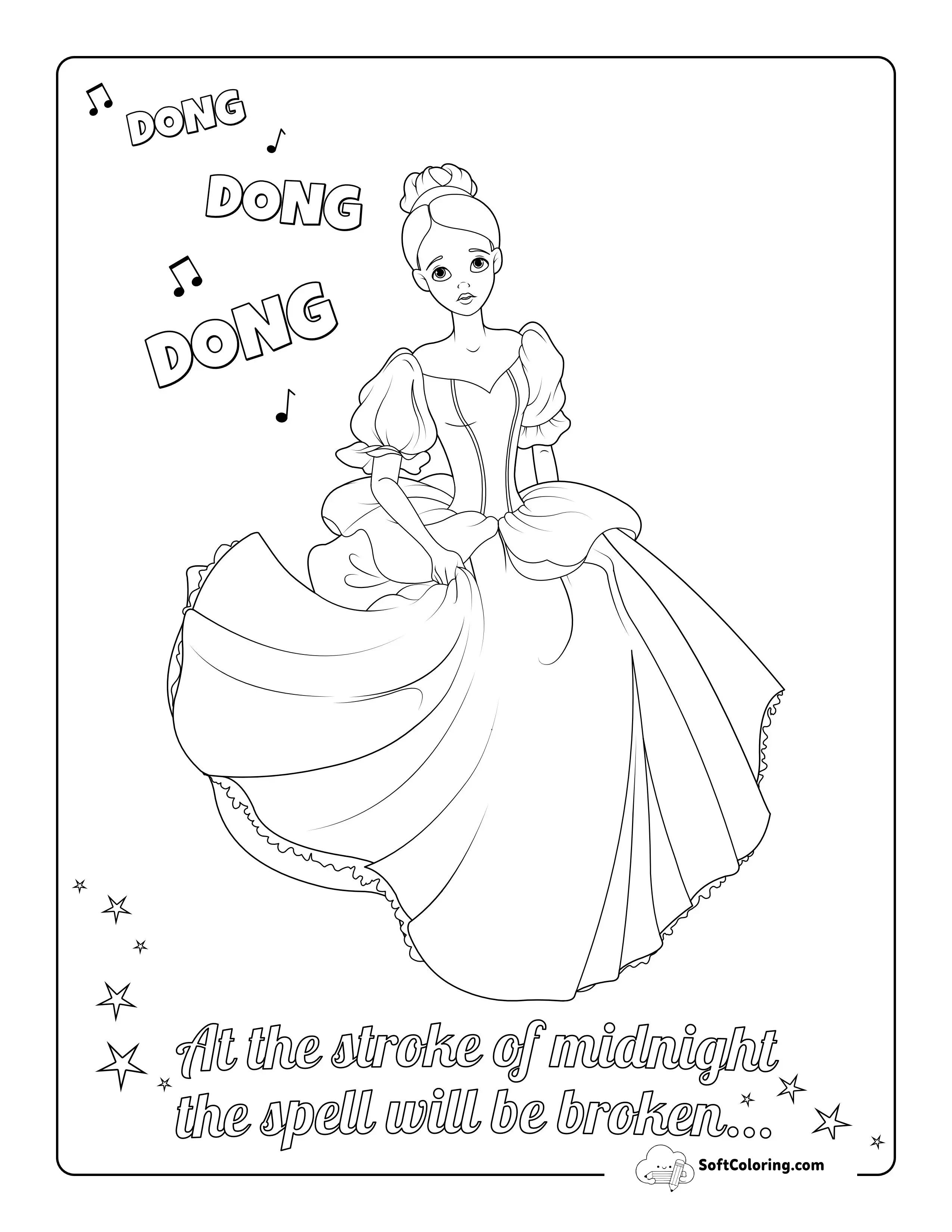 Cinderella Running Coloring Sheet