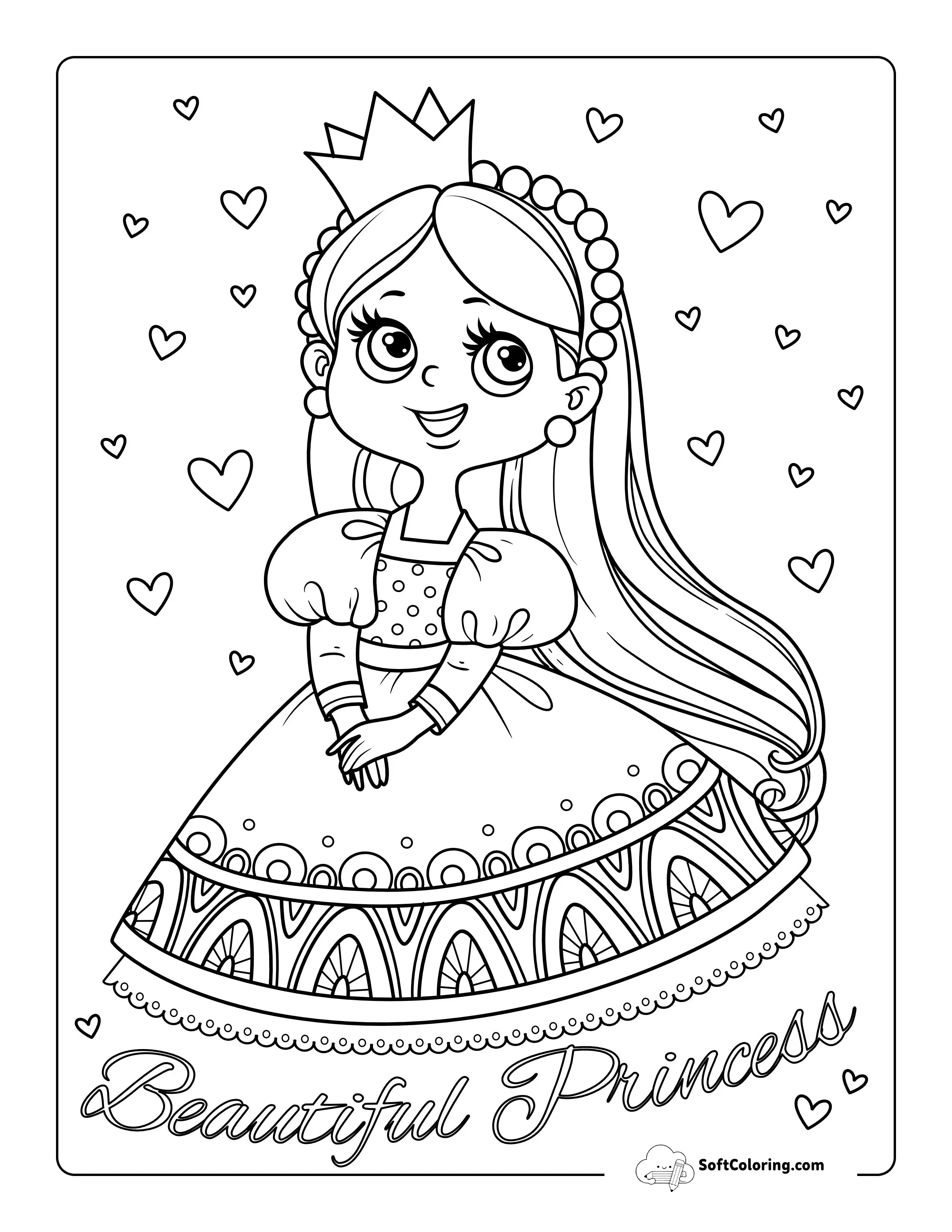 "Beautiful Princess" Coloring Sheet