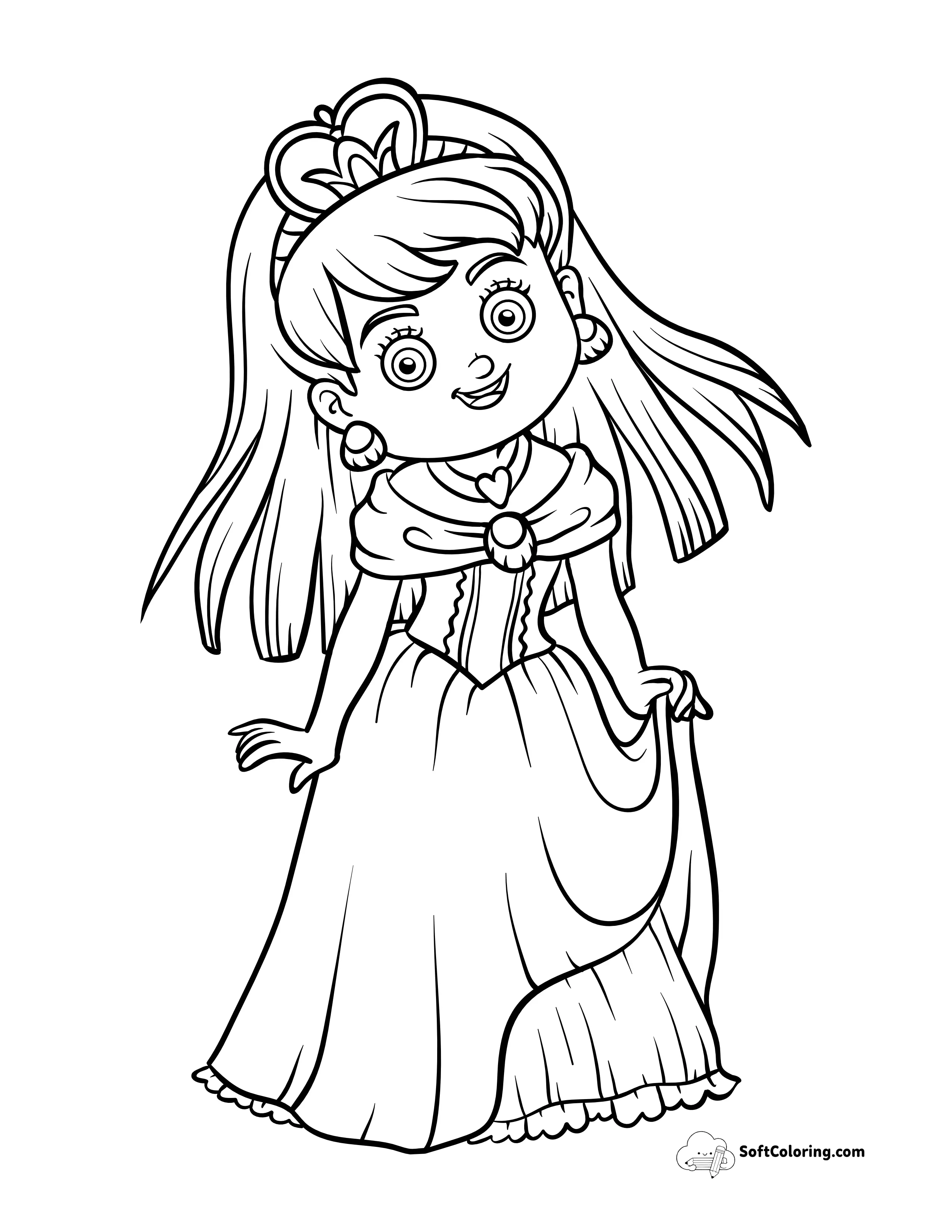 Princess Holding Dress Coloring Page