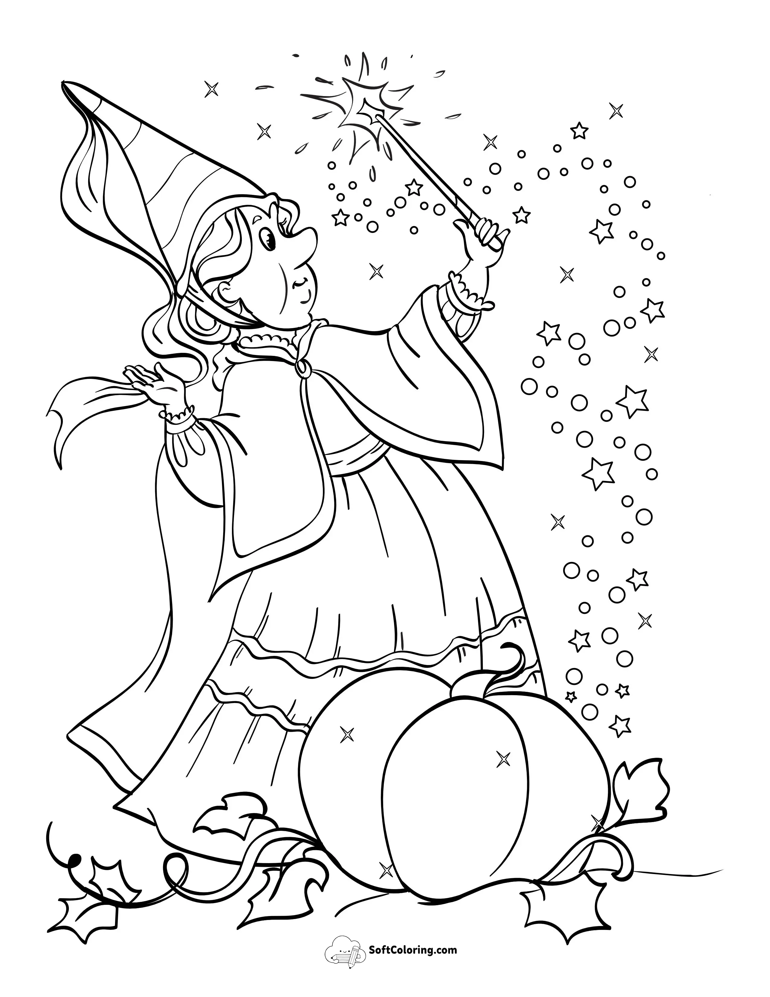 Fairy Godmother With Pumpkin Coloring Sheet