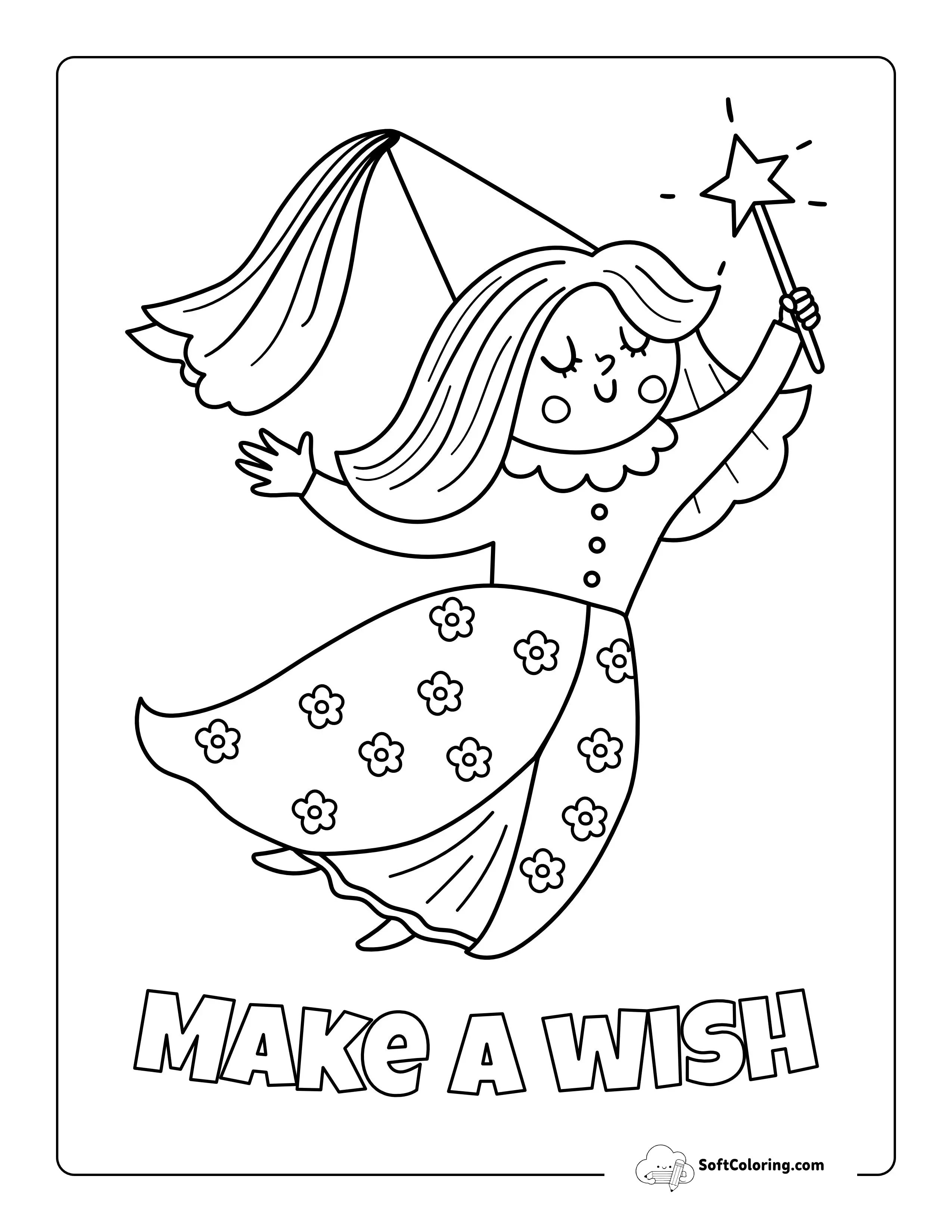 "Make A Wish" Fairy Godmother Coloring Sheet