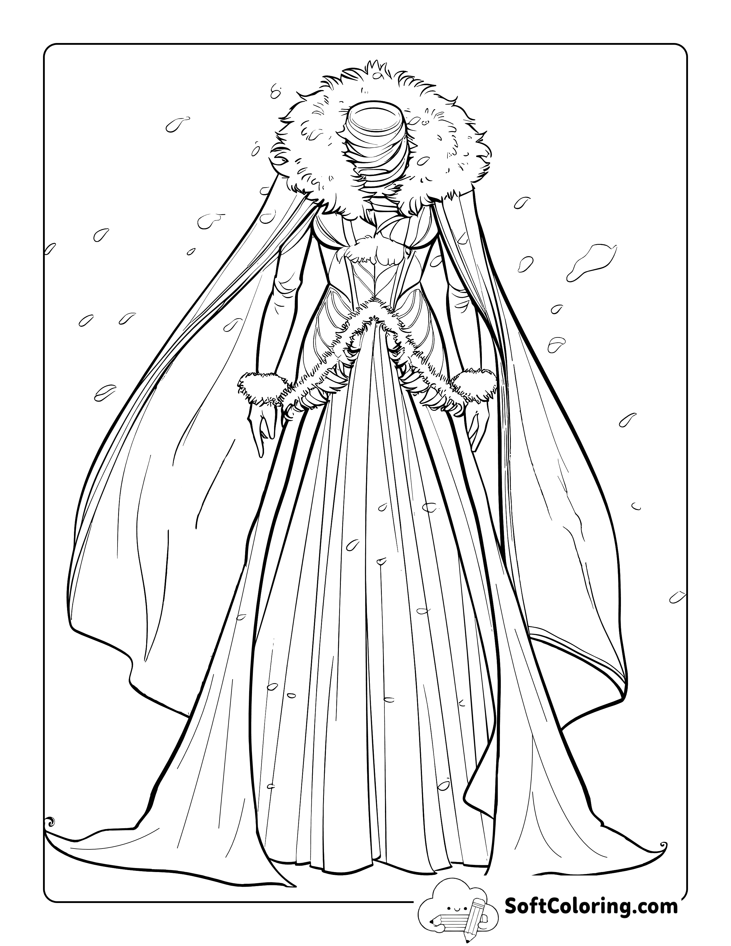 Ice Queen Princess Dress Coloring Page