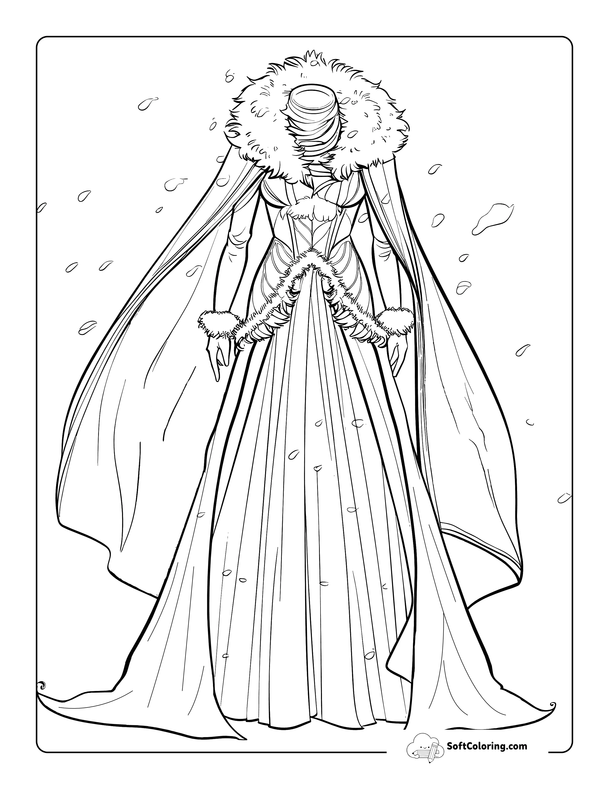 Ice Queen Princess Dress Coloring Page