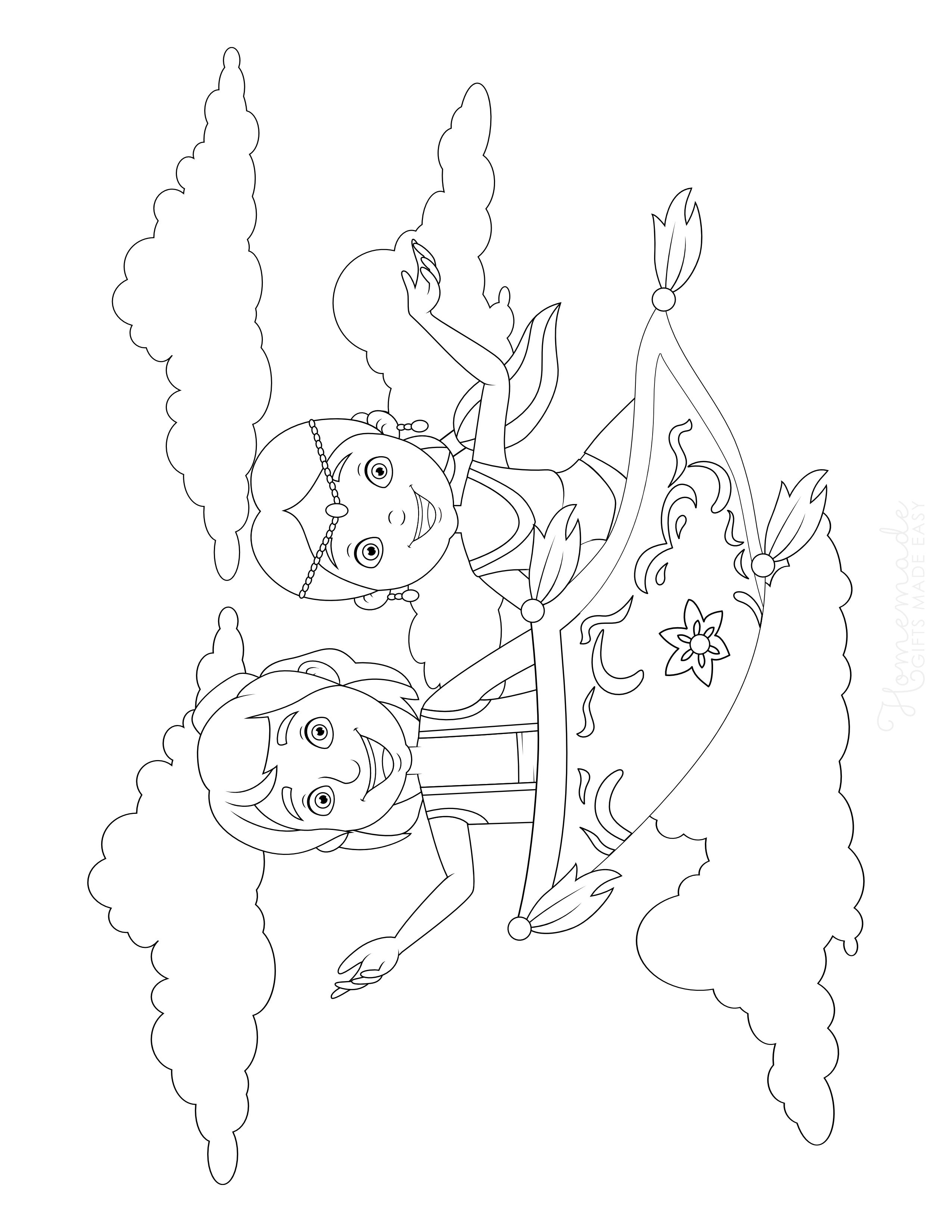 Arabian Princess with Prince on Flying Carpet