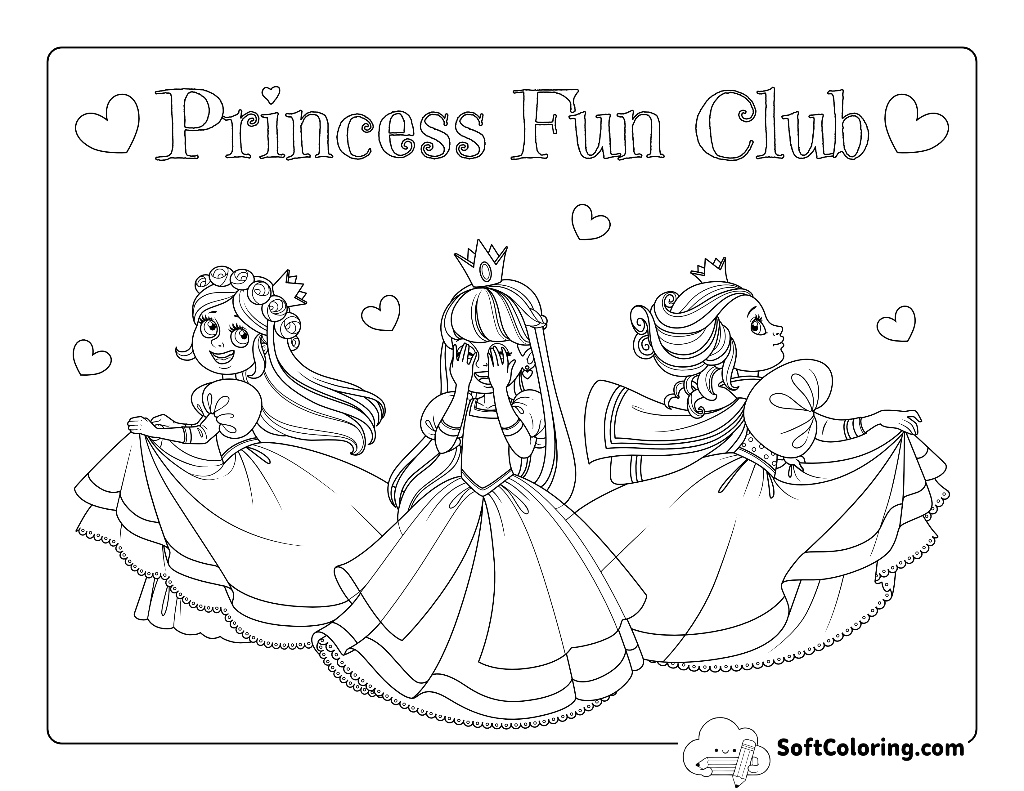 Playing Princesses Coloring Sheet