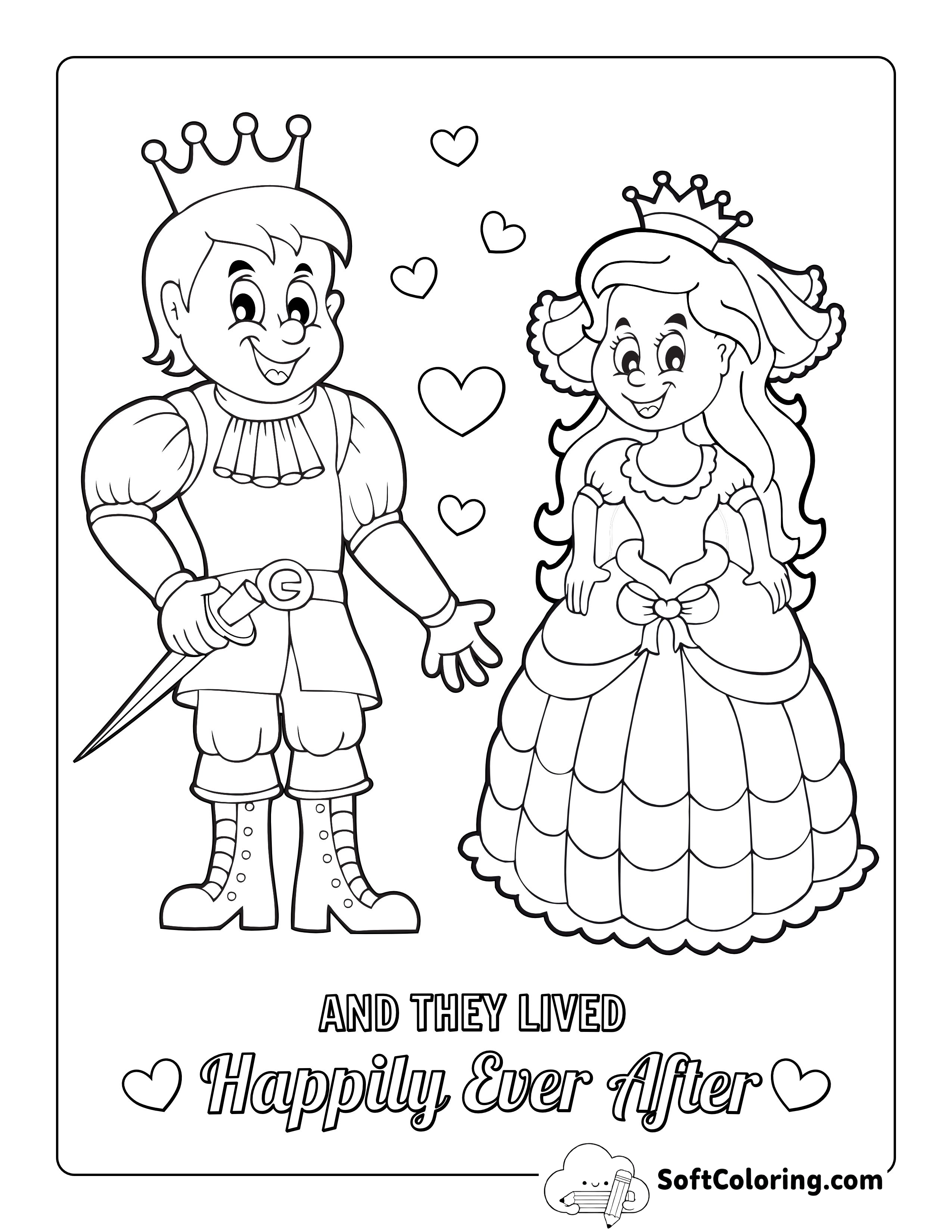 Prince and Princess Coloring Sheet