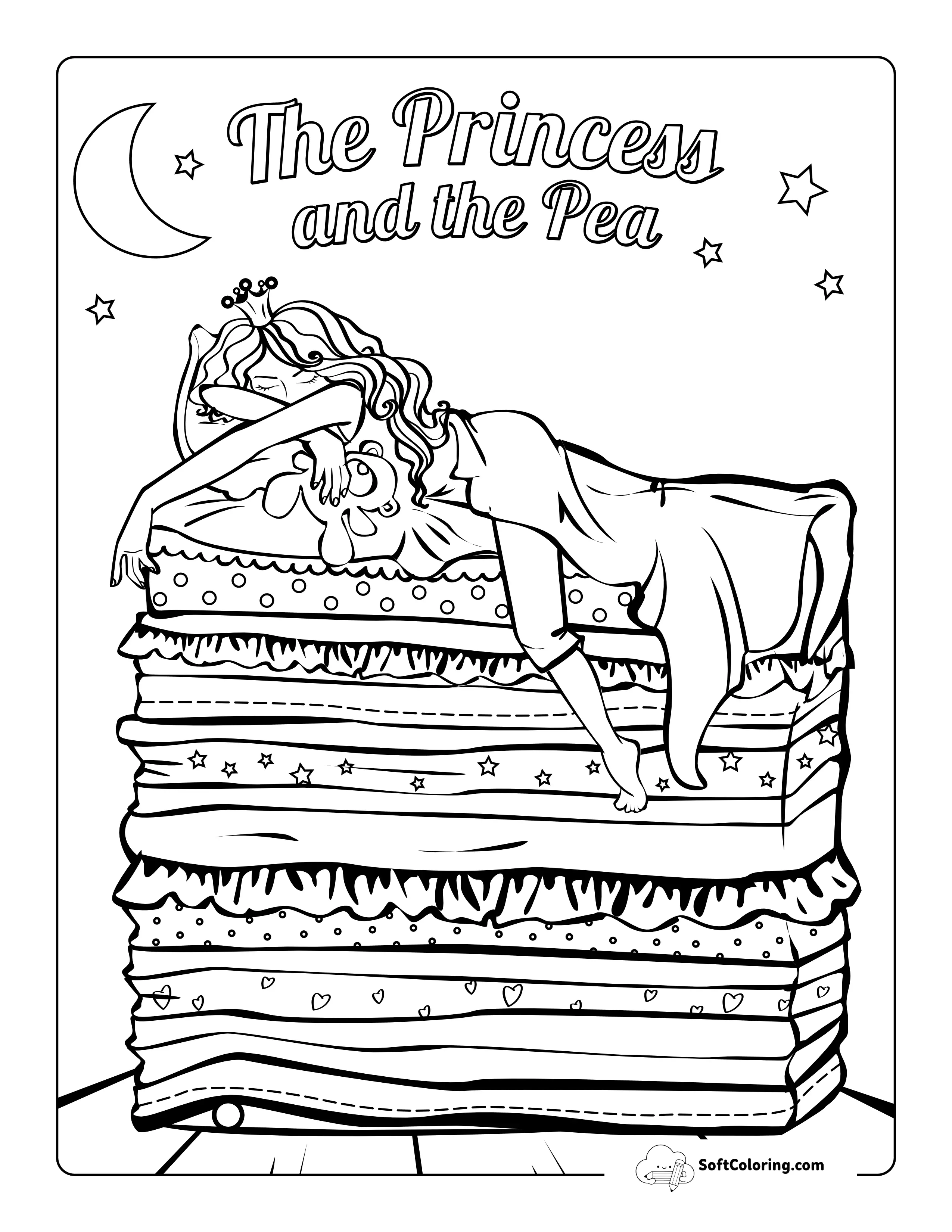 The Princess And The Pea Coloring Page