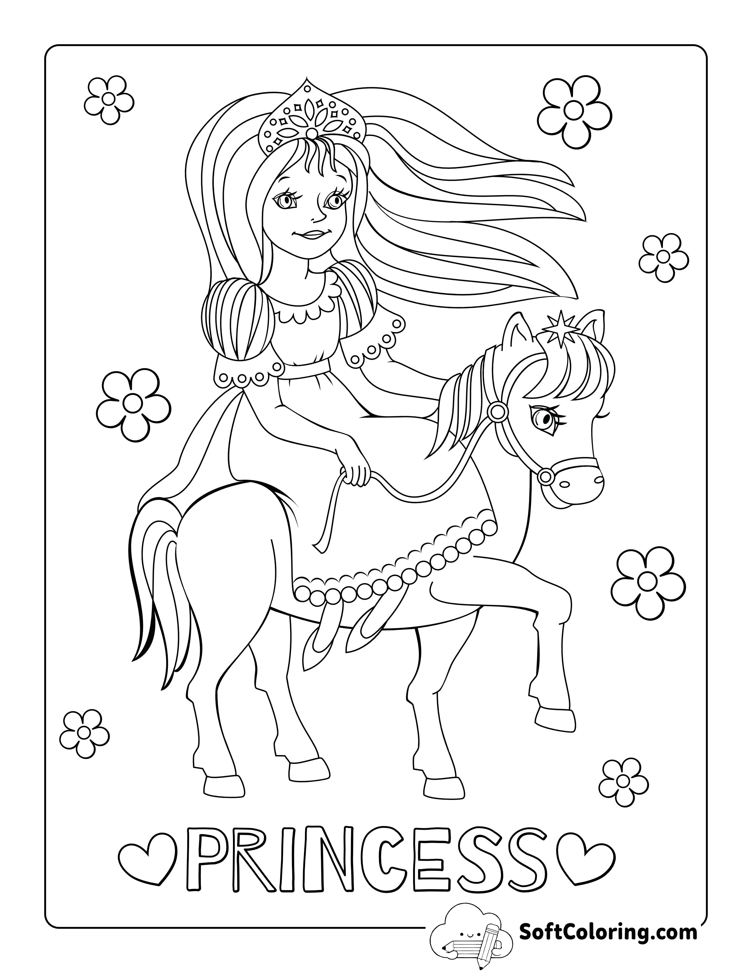 Princess Riding Horse through Meadow